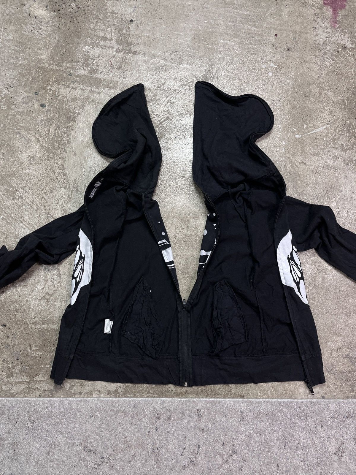 Vintage EVIL FAIRYS Y2K AVANTGARDE DOUBLE HOODED ZIP HOODIE - № 1299 Size M / US 6-8 / IT 42-44 - 3 Thumbnail