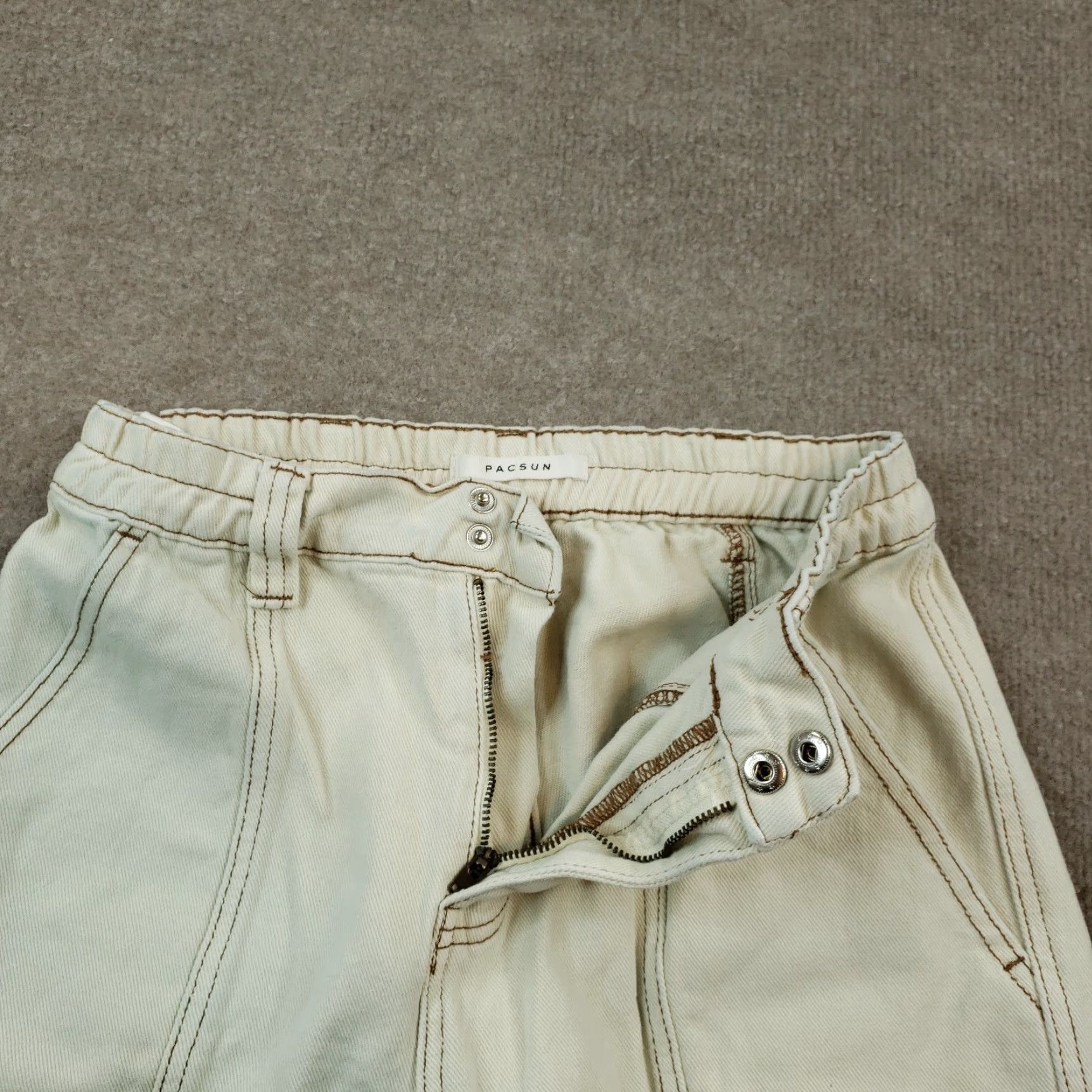 Pacsun PacSun Women's Beige Cargo Pants Medium Elastic Waist Straight Leg Size 32" / US 10 / IT 46 - 6 Thumbnail