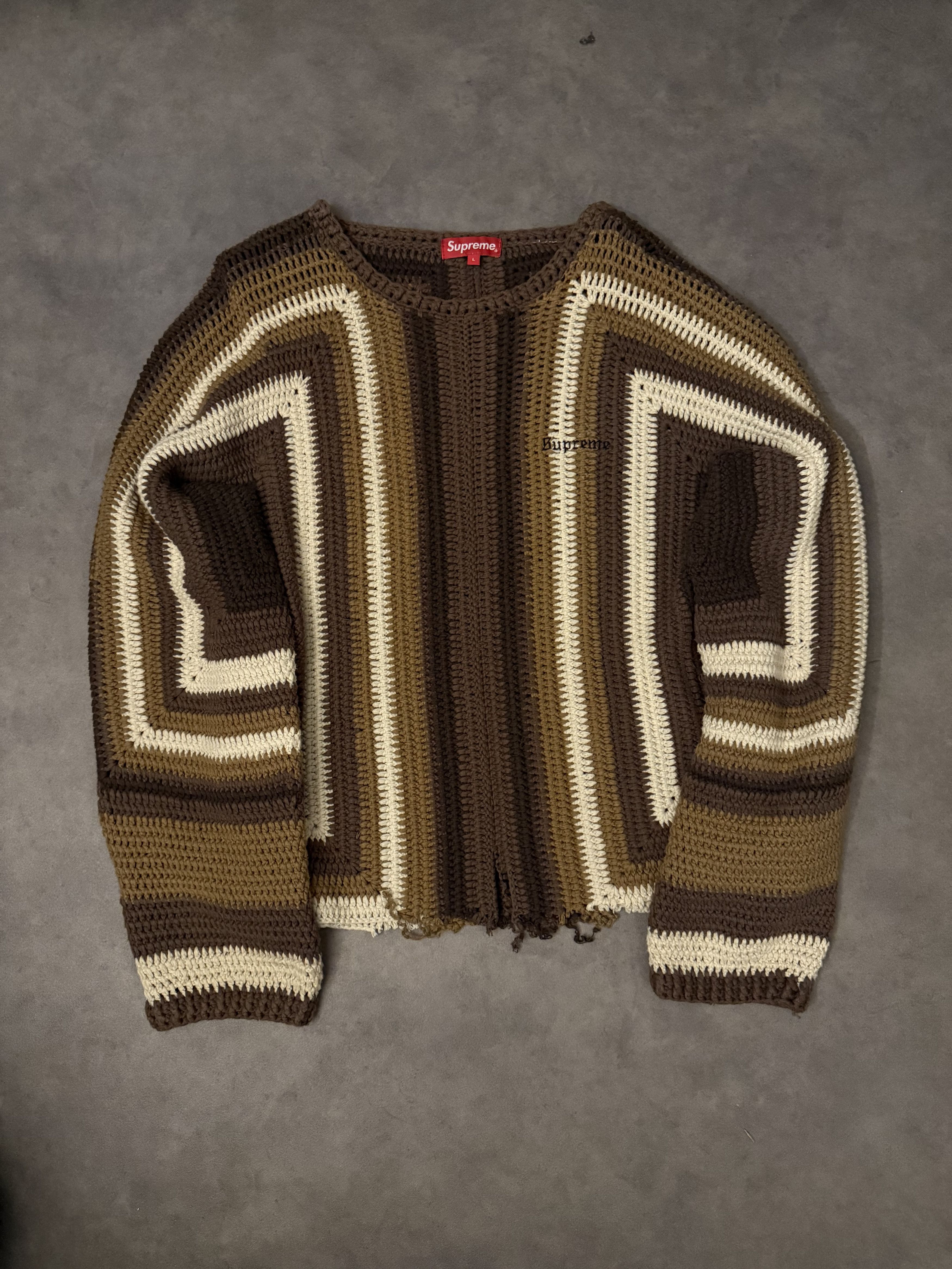 Supreme Supreme Hand Crocheted Sweater Brown Size US L / EU 52-54 / 3 - 1 Thumbnail