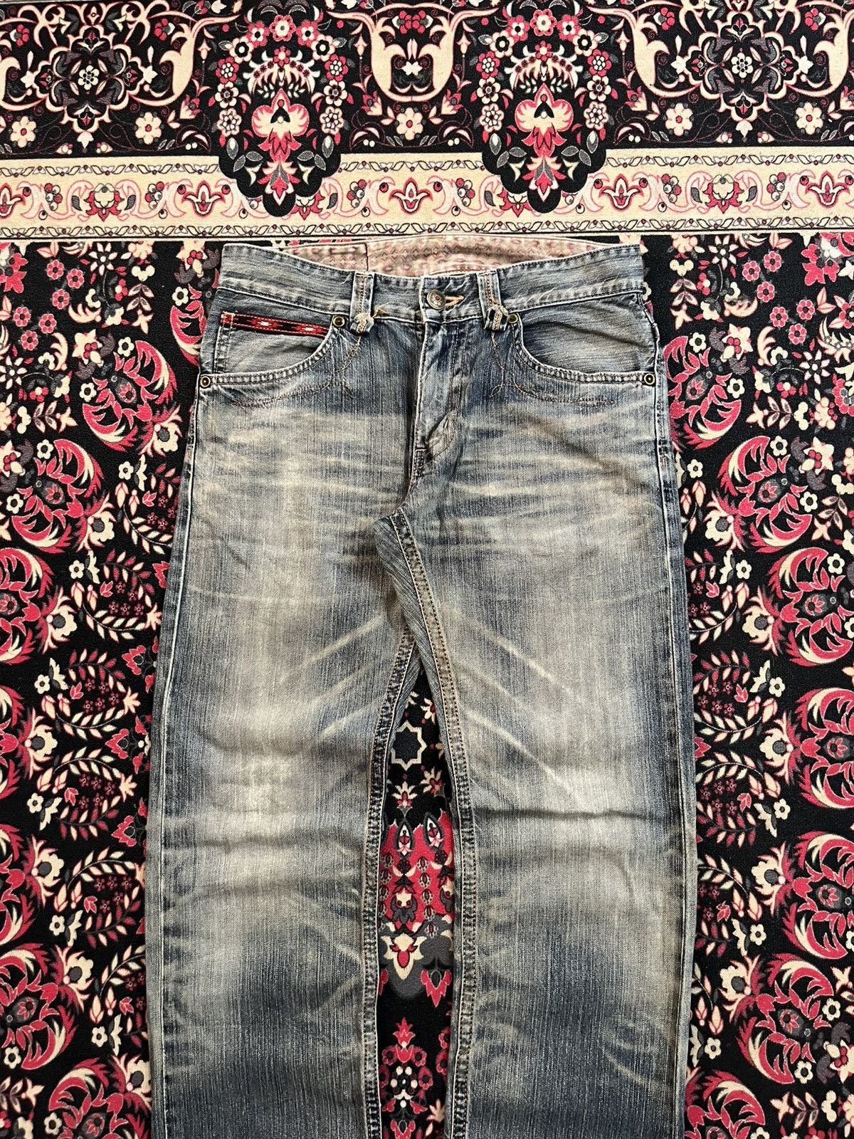 Edwin Vintage Edwin XVS Blue Faded Washed Whisker Straight Jeans Size US 30 / EU 46 - 3 Thumbnail