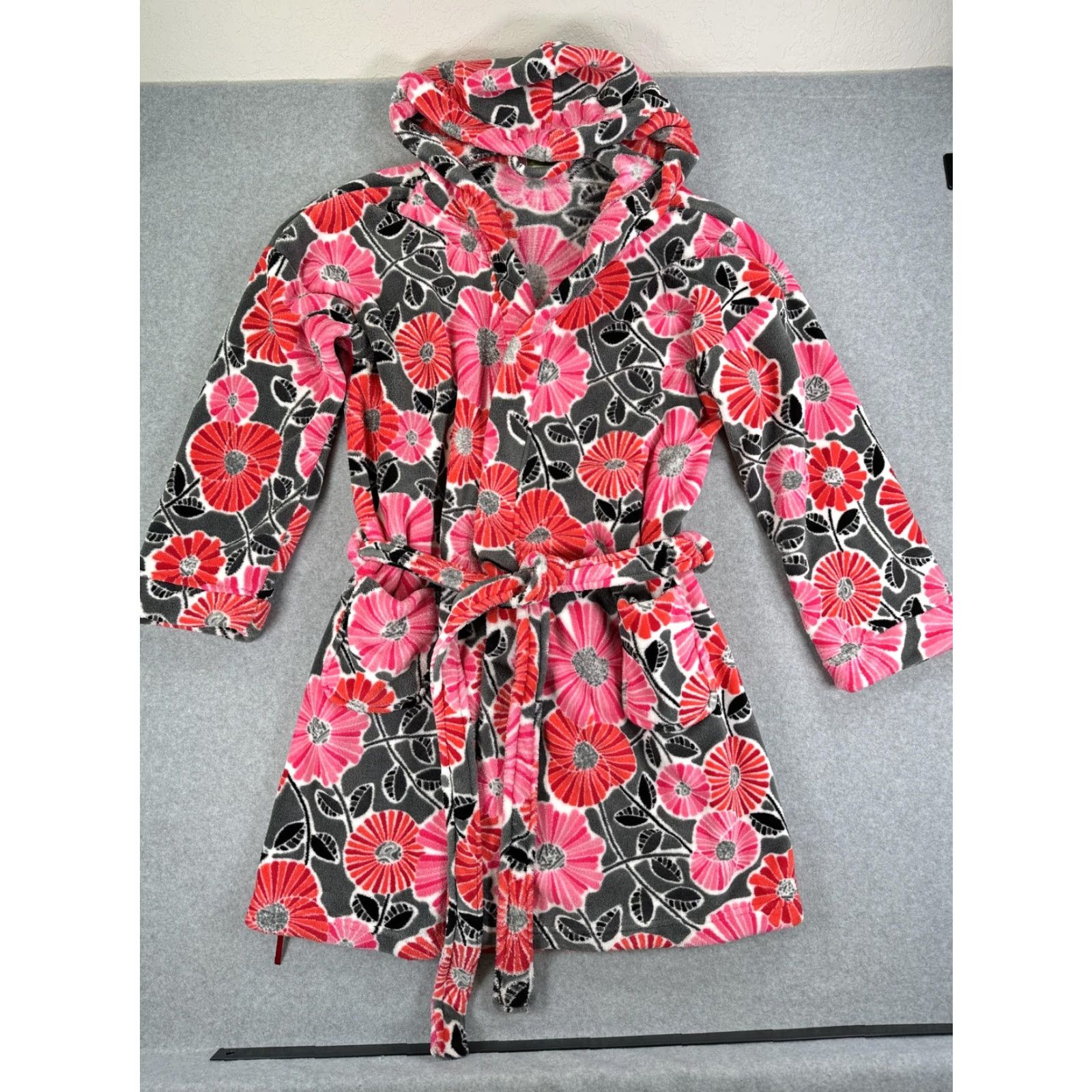 Vera Bradley Vera Bradley Robe Womens XL Multicolor Floral Fleece Kimono Hooded Belted Size ONE SIZE - 2 Thumbnail