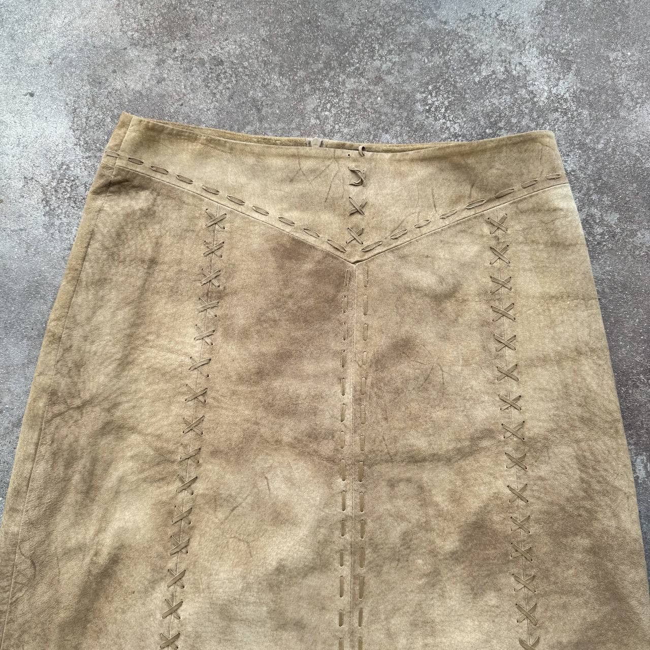 Hysteric Glamour × Vintage Morgan De Toi Vintage 2000's Y2K Suede Leather Midi Skirt Size 29" - 4 Thumbnail