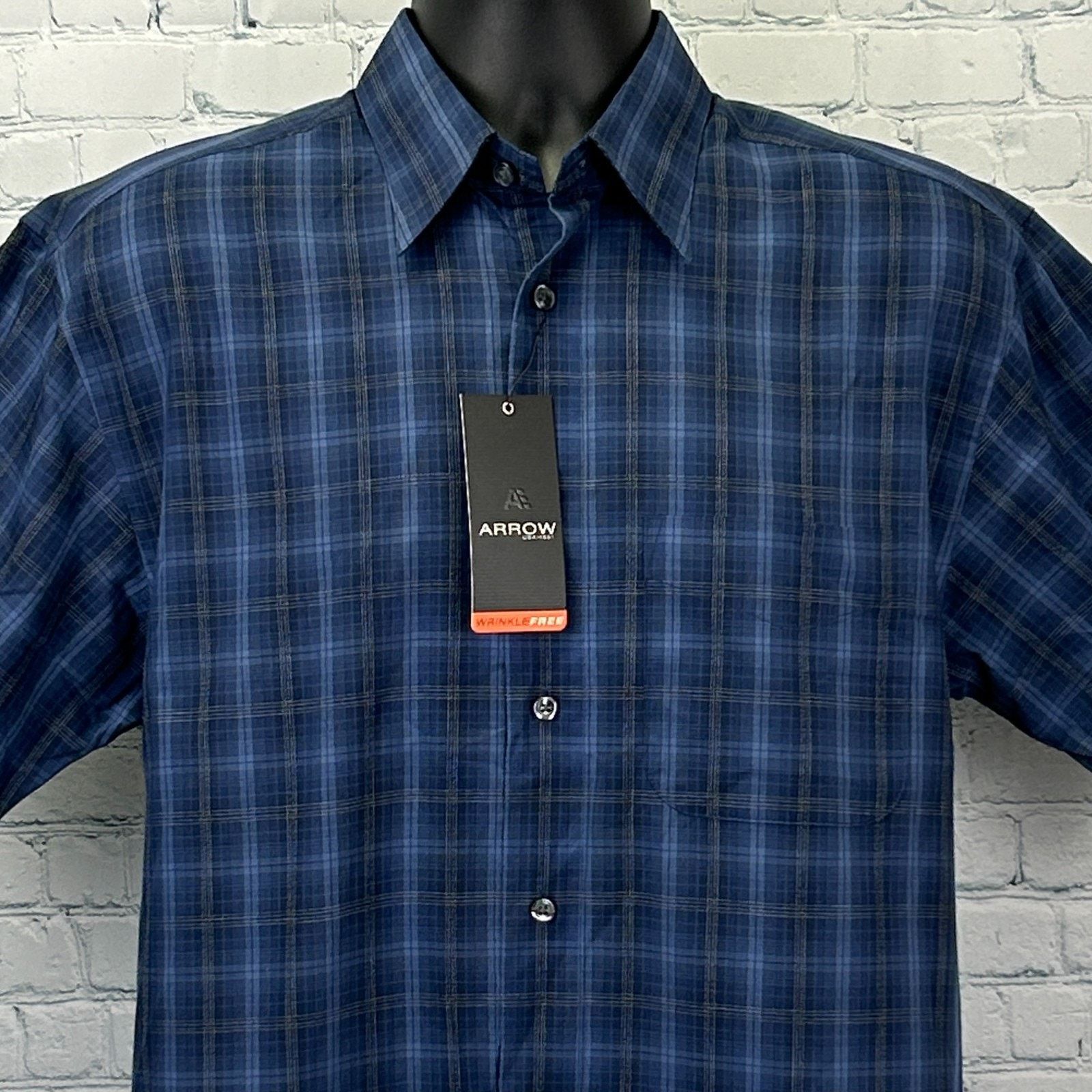 Arrow Arrow Wrinkle Free Button Front Shirt Blue Plaid S Small Size US S / EU 44-46 / 1 - 1 Thumbnail