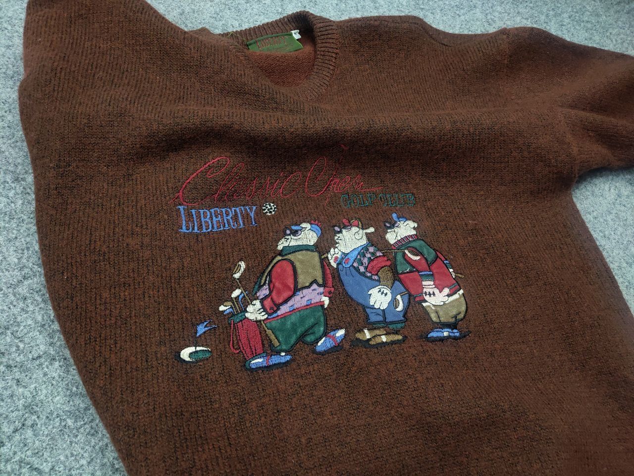 Japanese Brand Vintage 80's Liberty Logo Golf Club Knit Brown Sweater Wool Size US M / EU 48-50 / 2 - 11 Thumbnail