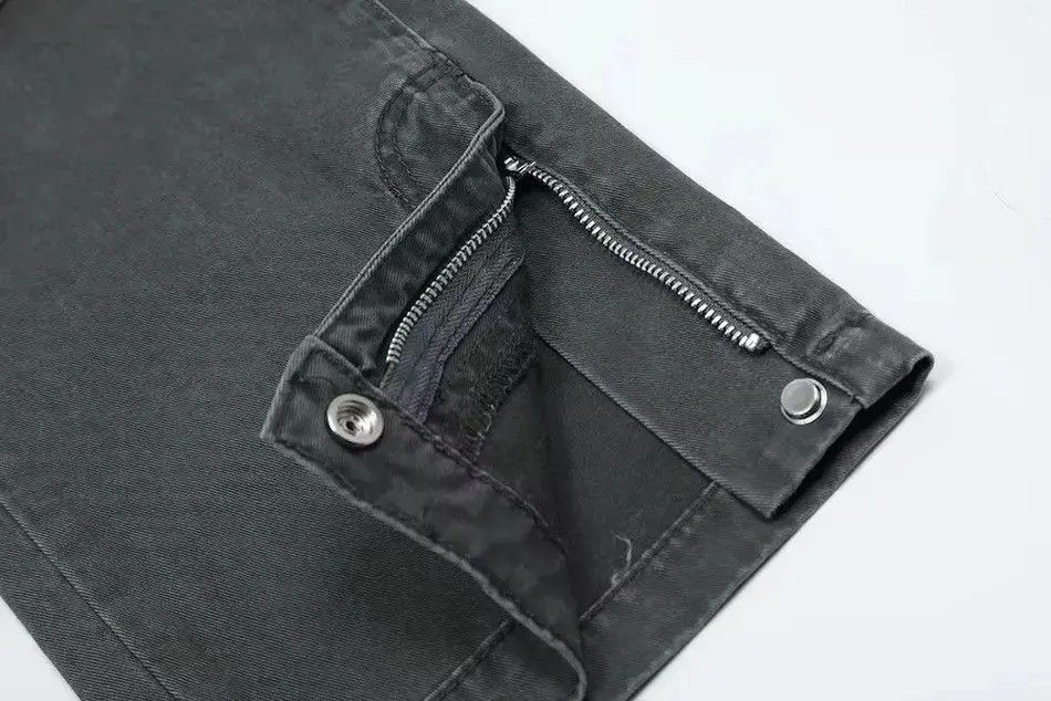 Japanese Brand Gray Color Streetwear Y2K Straight Cargo Pant Size US 32 / EU 48 - 5 Thumbnail