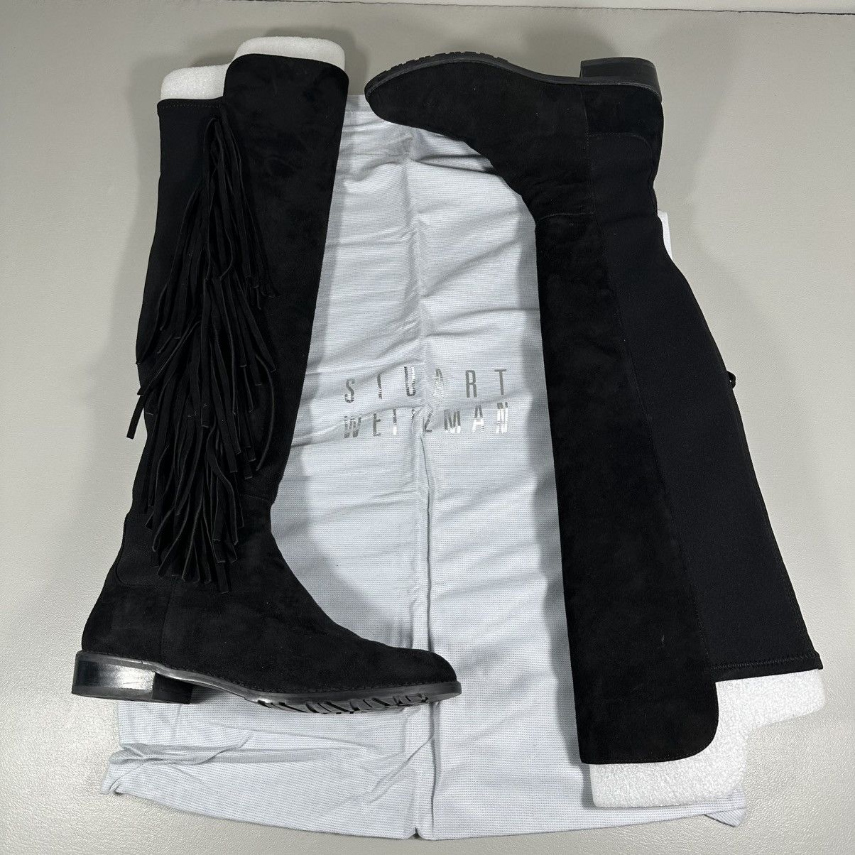 Stuart Weitzman Stuart Weitzman Mane Fringe Black Suede Over-the-Knee Boots Size US 6 / IT 36 - 7 Thumbnail