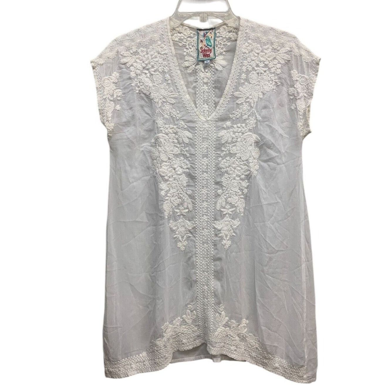 Johnny Was Johnny Was Boho Tunic Womens L White Embroidered Sleeveless Size S / US 4 / IT 40 - 3 Thumbnail