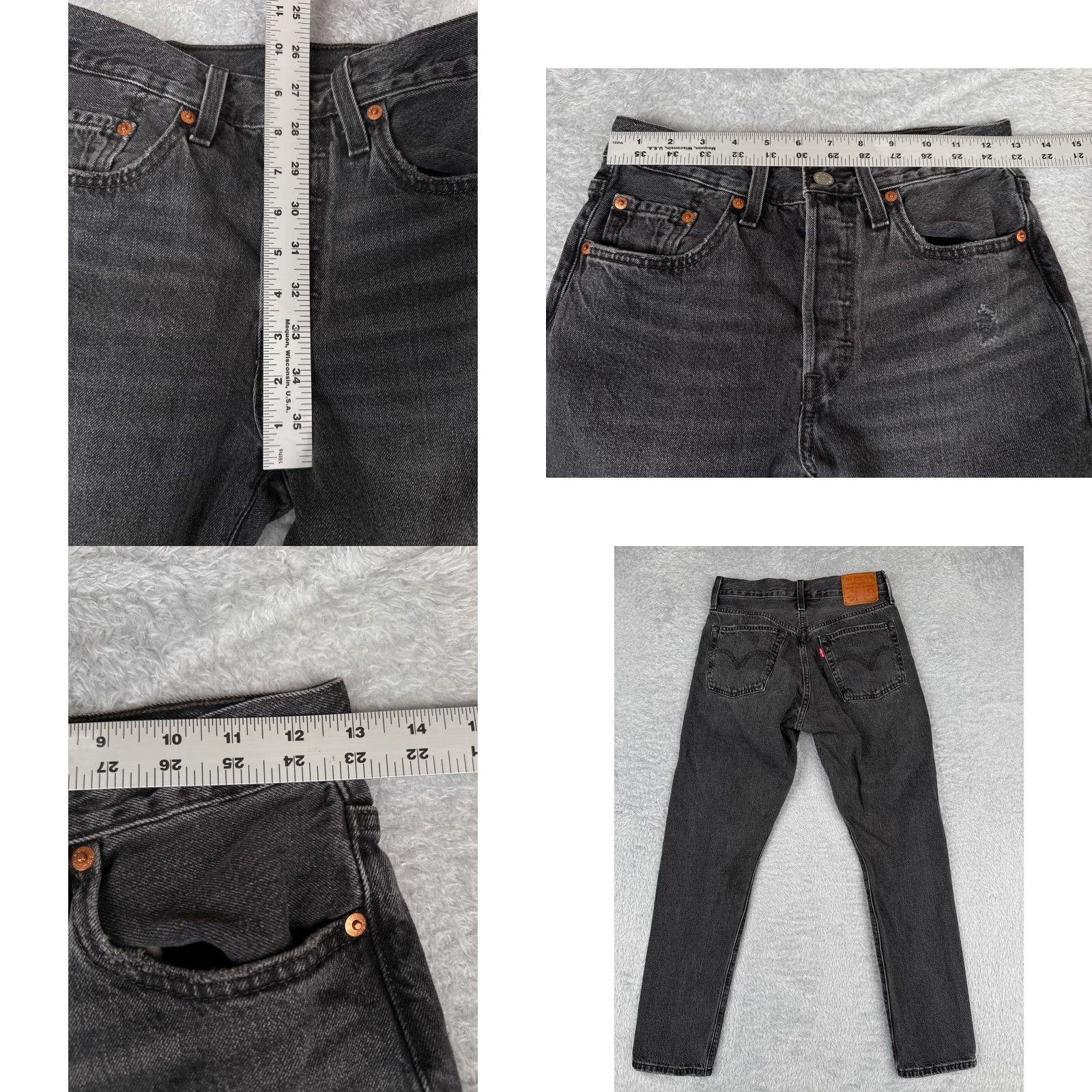 Levi's VINTAGE Levis Jeans Women 25 Black Denim 501 S Distressed Premium 26x25 Levi's 501 Series Mens Size 42" / US 20 - 9 Thumbnail