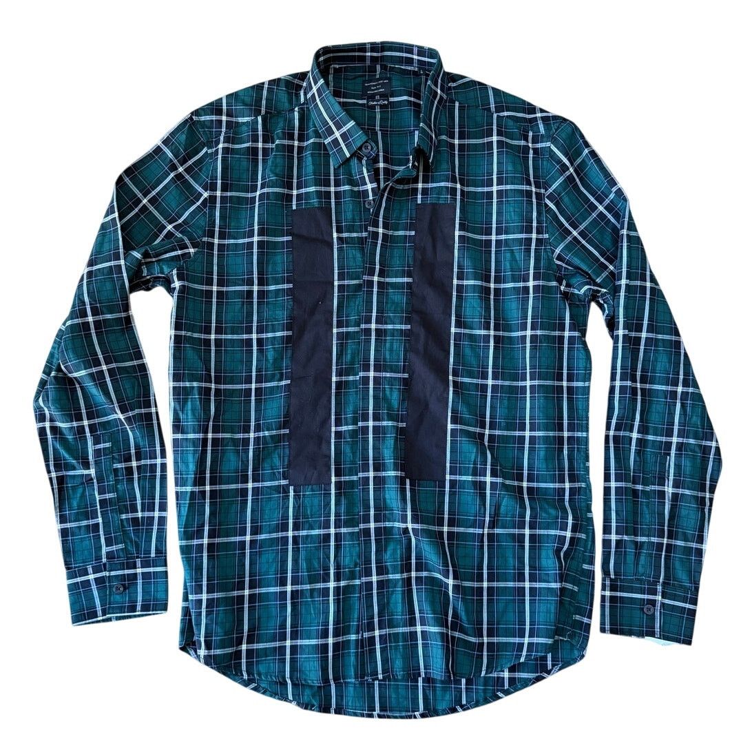 7Diamonds NWT 7 Diamonds Green Plaid Striped Cotton Button Down Shirt Size US L / EU 52-54 / 3 - 1 Thumbnail