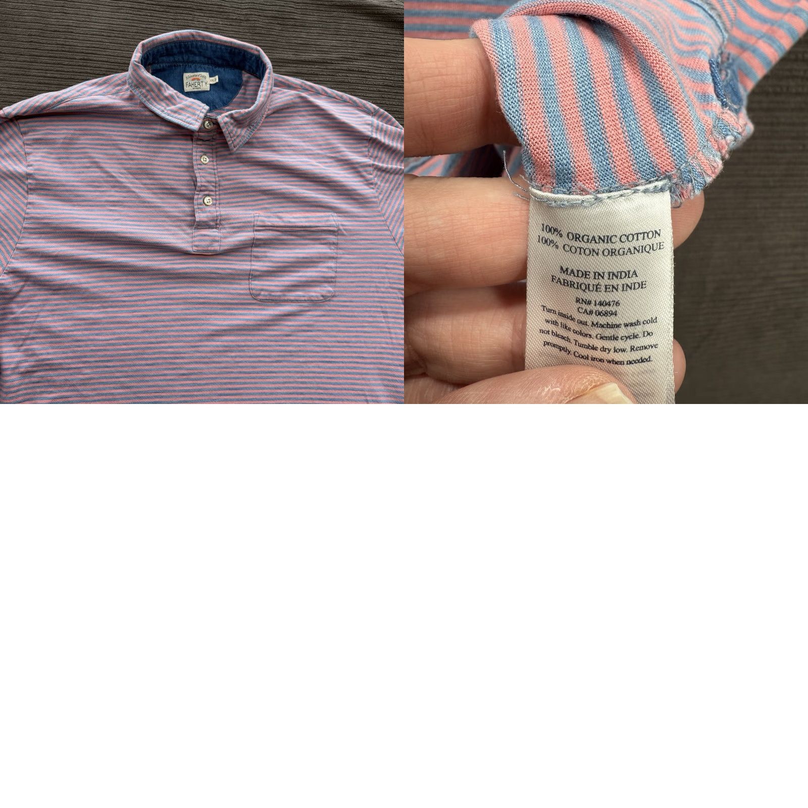 Faherty Faherty Polo Shirt Men 2XL Striped Organic Cotton Designer Preppy Golf Casual Shirt Size US XXL / EU 58 / 5 - 8 Thumbnail
