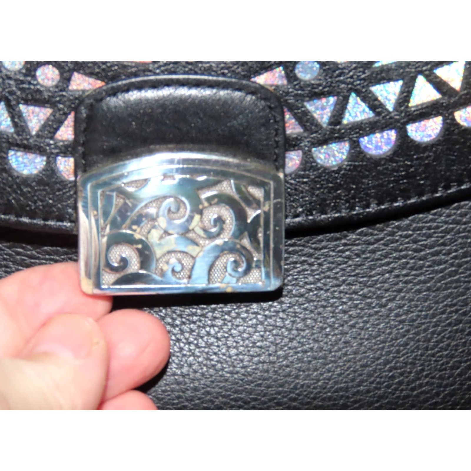 Brighton Brighton Bennett Snappy Black Crossbody Purse Bag Changeable Flap Leather Zip PEBBLED Silver Hardware Women Medium” Size ONE SIZE - 4 Thumbnail