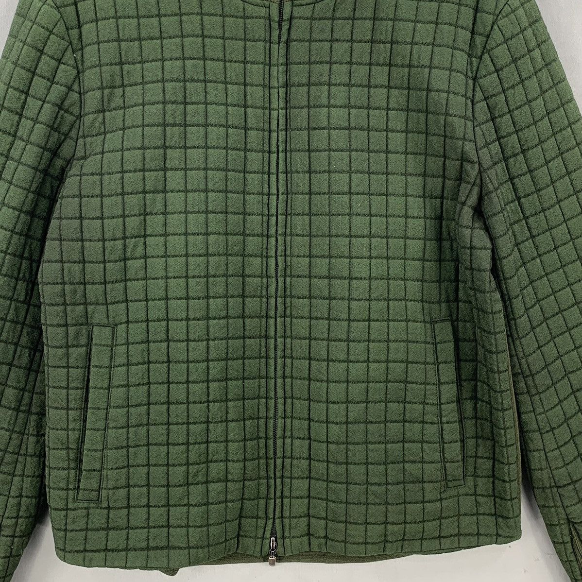 Japanese Brand Japan Made Half Knitted Checkered Quilted Bomber Jacket Size US S / EU 44-46 / 1 - 4 Thumbnail