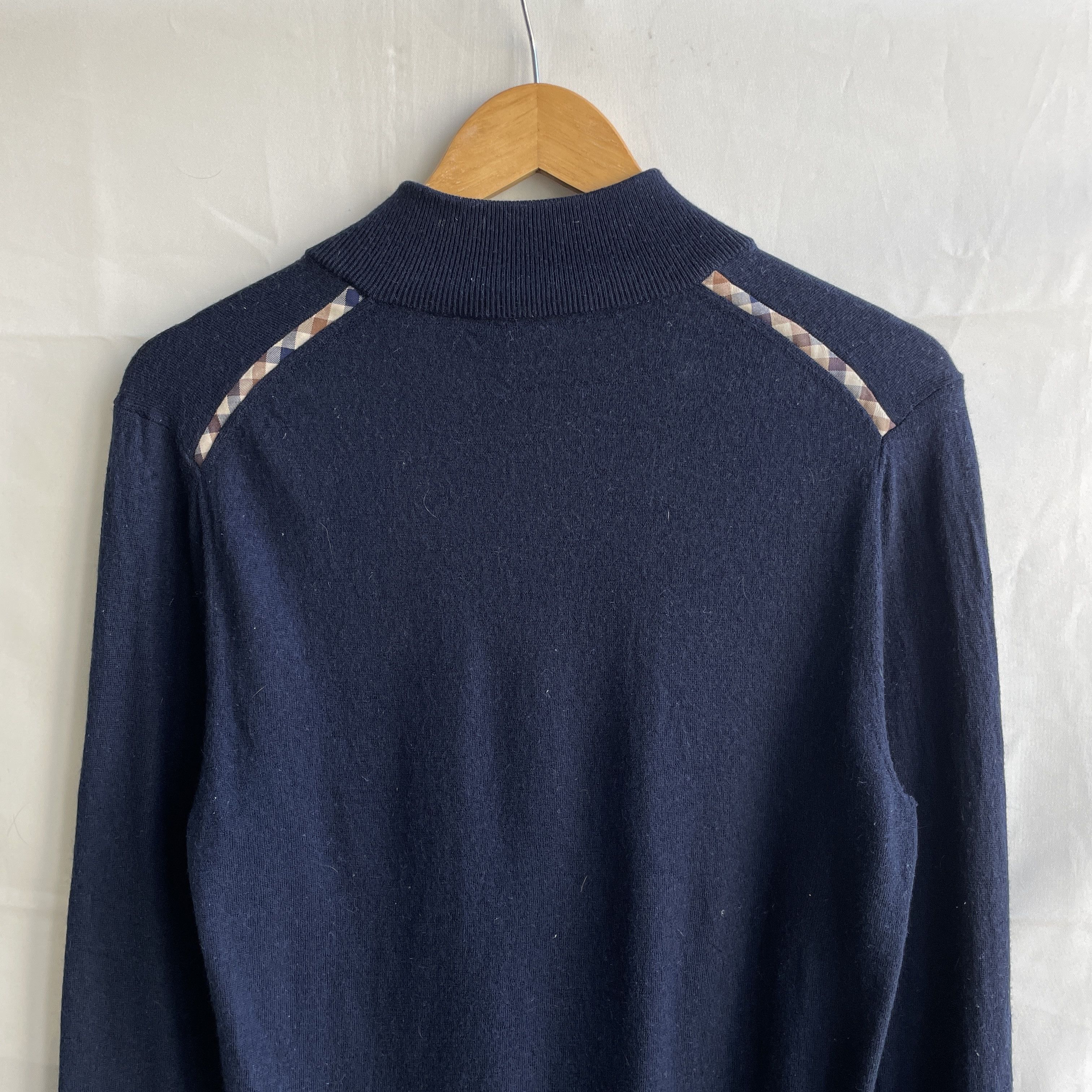 Aquascutum Aquascutum Merino Wool 1/4 Zip Navy Sweater Size M Size US M / EU 48-50 / 2 - 4 Thumbnail