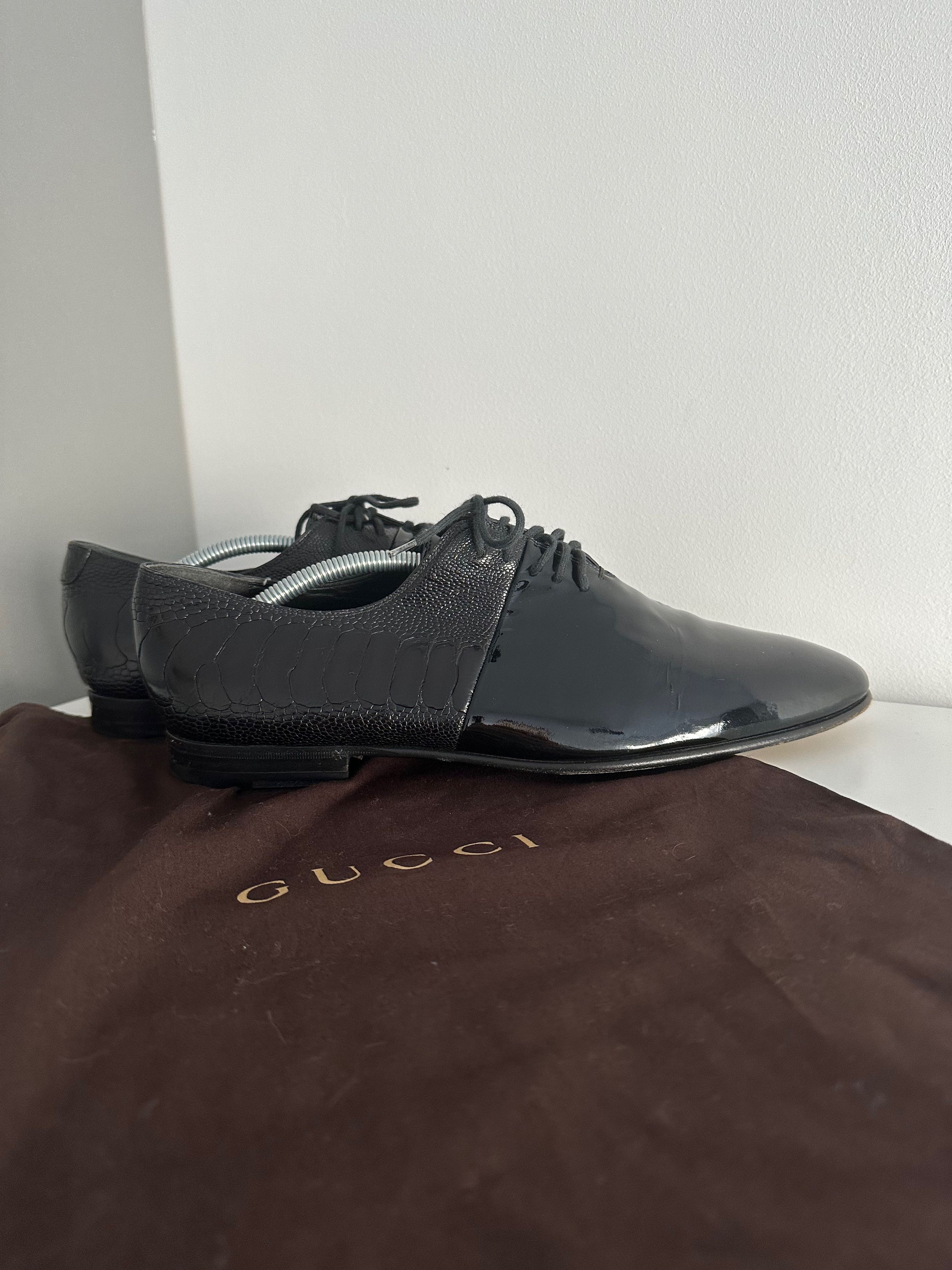image of Gucci Black Patent Leather Formal Dress Shoes, Men's (Size 9)