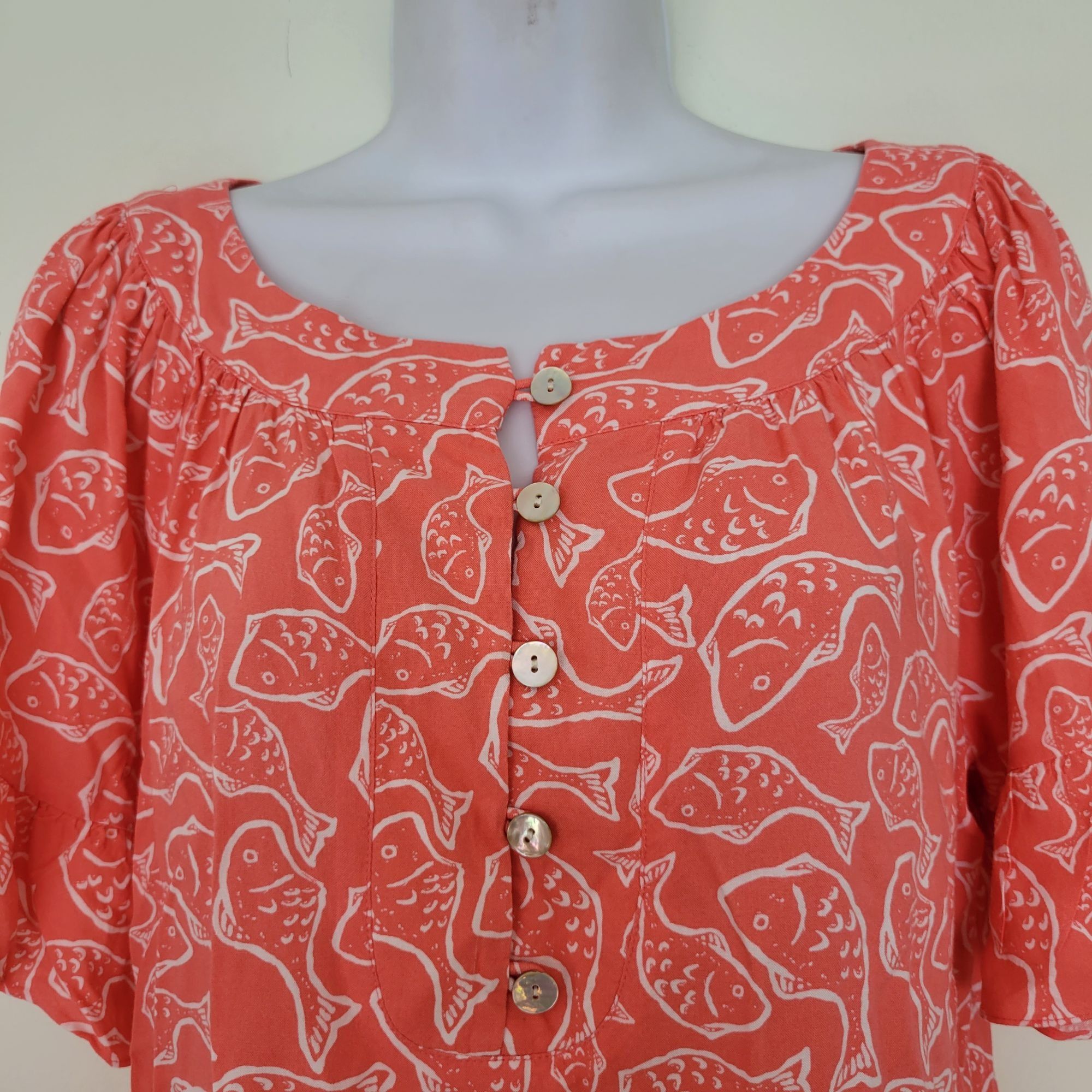 Vineyard Vines Vineyard Vines Fish Print Blouse S Top Pink White Summer Size S / US 4 / IT 40 - 3 Thumbnail