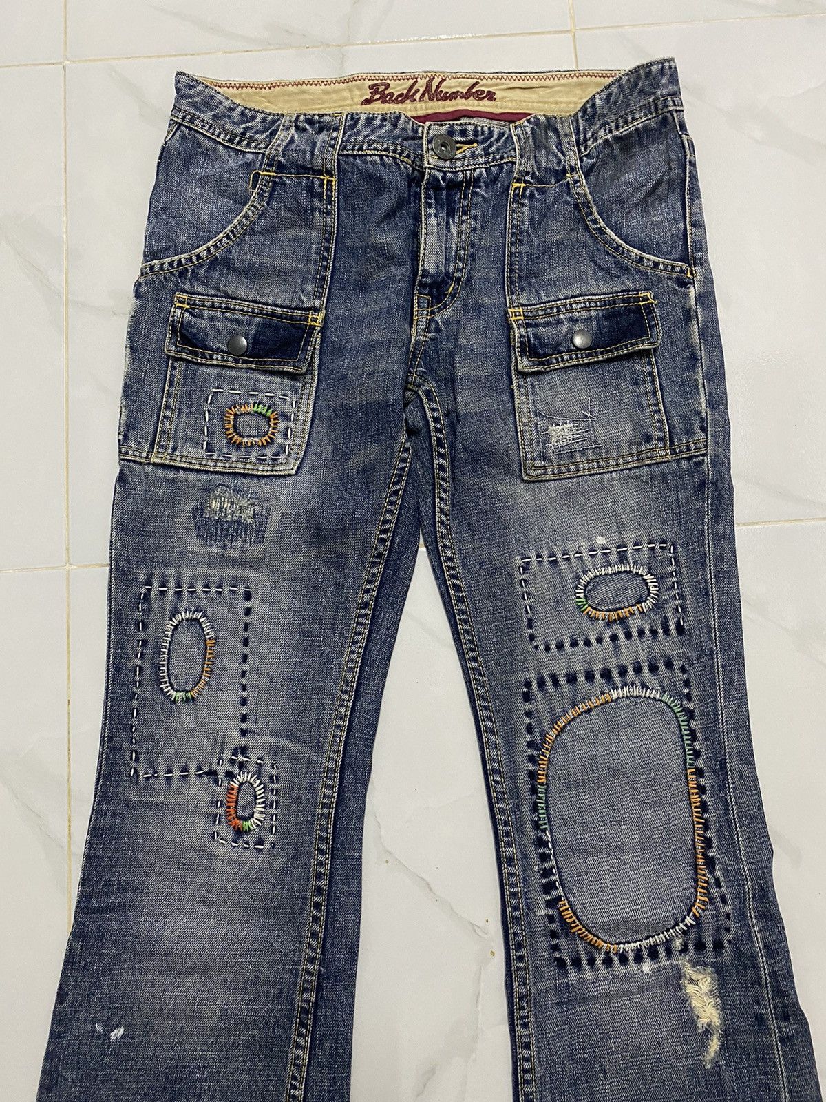 Hysteric Glamour Back Number Sashiko Patchwork Bush Flare Jeans Size US 30 / EU 46 - 3 Thumbnail