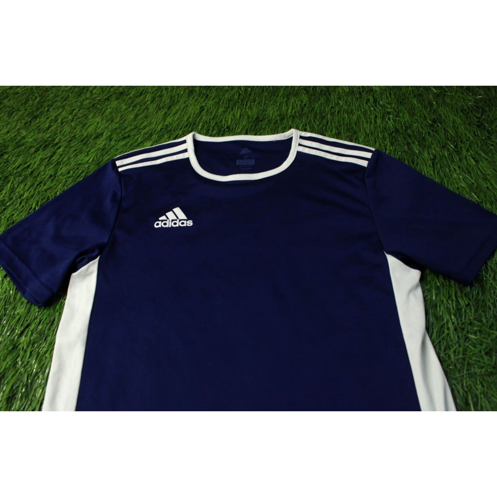 Adidas ADIDAS PERFORMANCE FOOTBALL SHIRT S Navy Blue and White 100% Polyester (Recycled) Vintage No Men Short Sleeve 2018 Size US S / EU 44-46 / 1 - 2 Thumbnail
