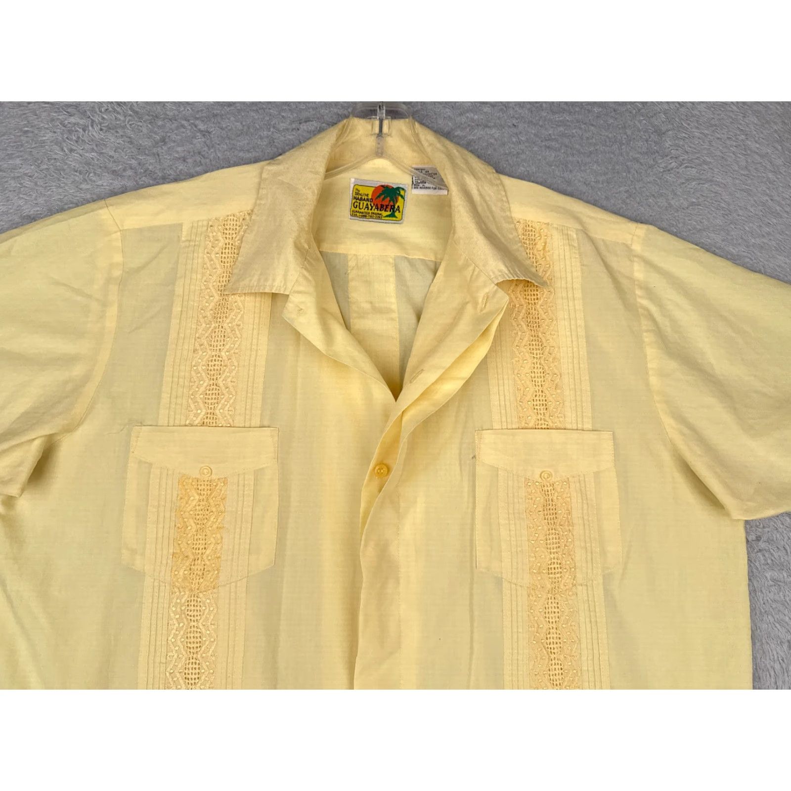 Haband VINTAGE The Genuine Haband Guayabera Shirt Men XL Yellow 4 Pocket Poly READ Size US XL / EU 56 / 4 - 4 Thumbnail