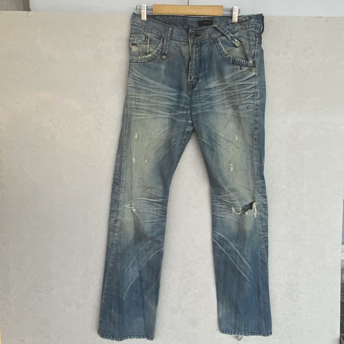 vintage Distressed Blue Denim Jeans Color W34 L37