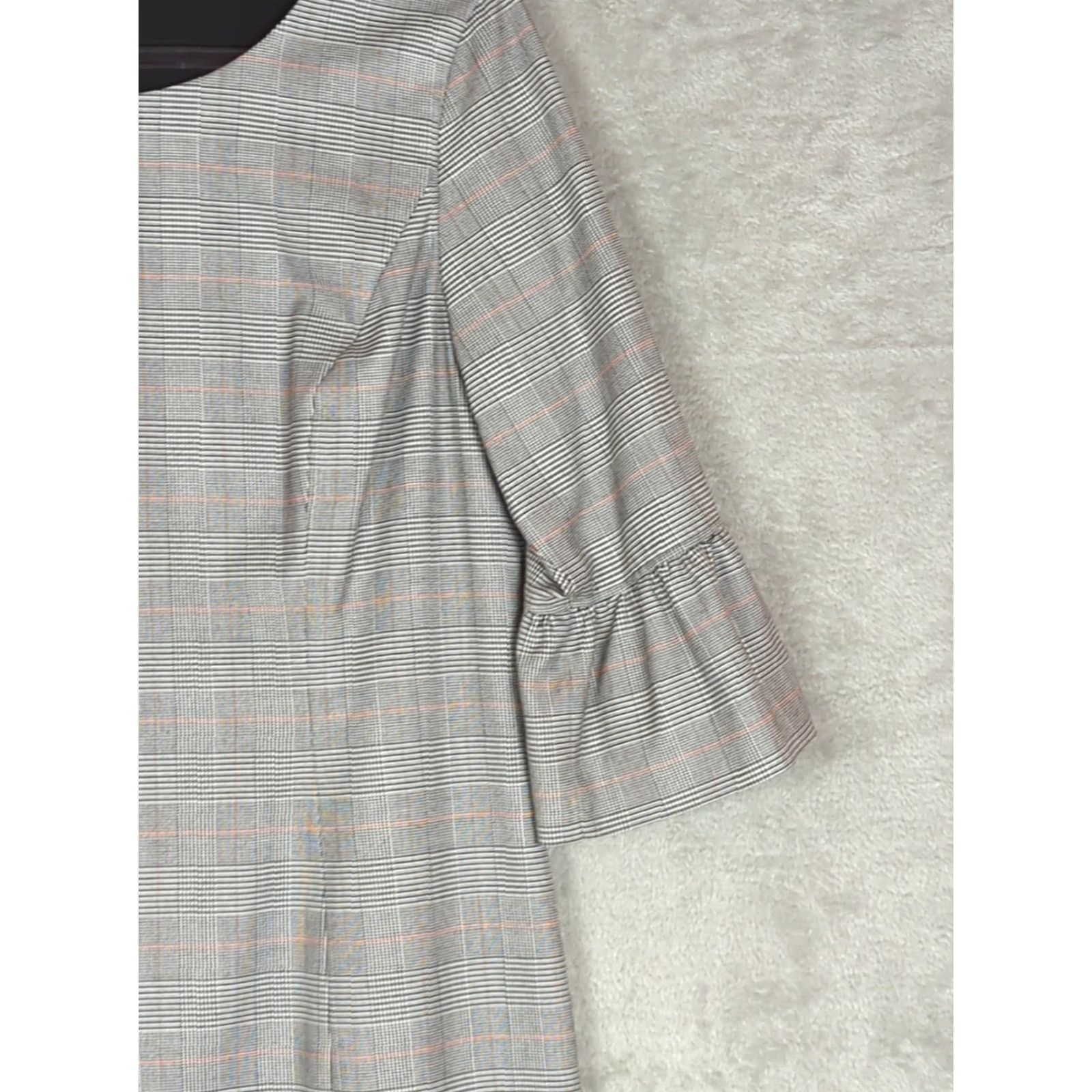 Talbots Talbots Glen Plaid Sheath Dress 10 Black Multi Bell Sleeve Knee Length Crew Neck Zipper Tweed Polyester Size L / US 10 / IT 46 - 4 Thumbnail