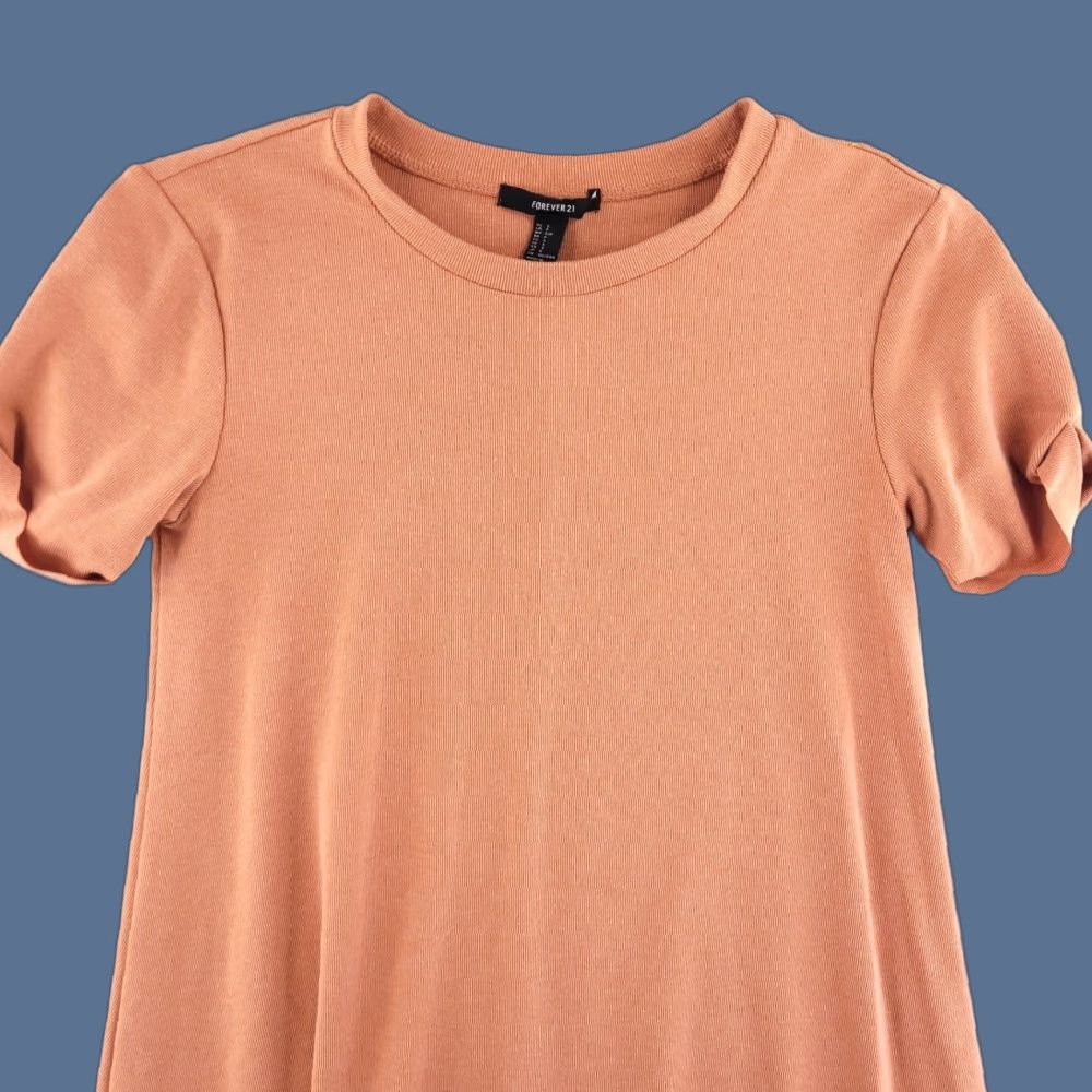 Forever 21 FOREVER 21 Shirt Dress Women's Small Orange Cotton Midi Short Sleeve Knit Sage?? Size S / US 4 / IT 40 - 1 Thumbnail