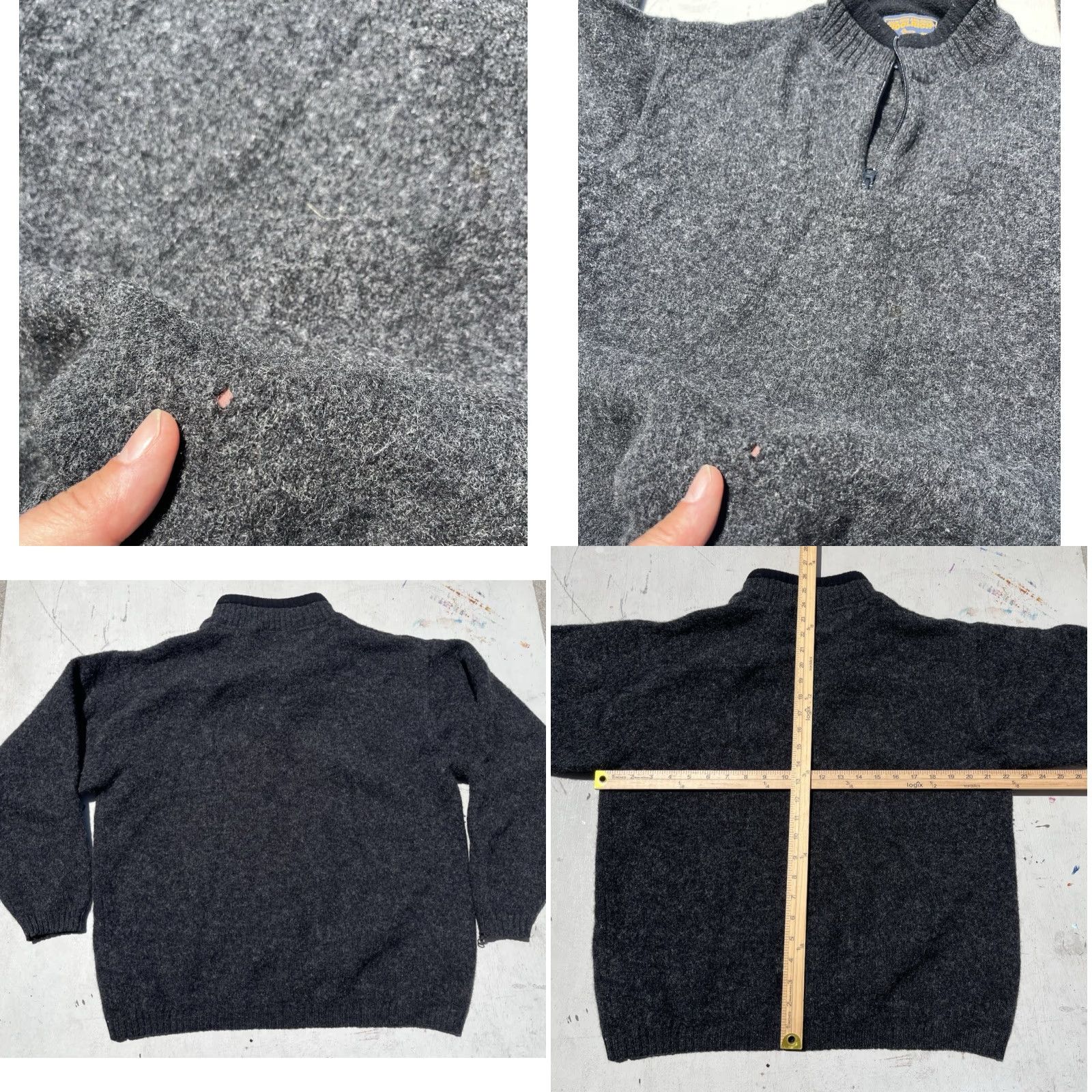 Vintage Woolrich Sweater Black XL Pullover Wool Baselayer 1/4 Zip Open Knit Woolrich Logo 80s 90s Outdoor Hiking Men’s Mens Regular Fit Size US XL / EU 56 / 4 - 8 Thumbnail