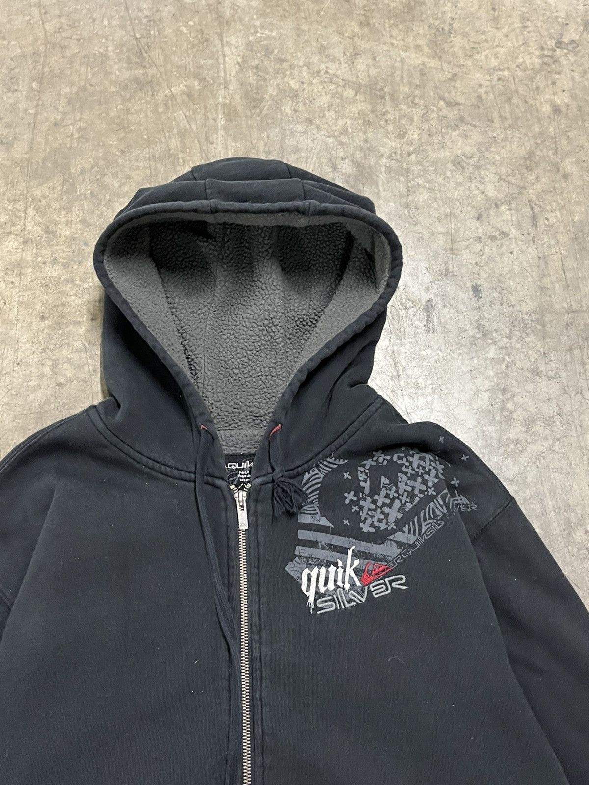 Quiksilver × Vintage Quicksilver y2k Sherpa lined zip up hoodie skater streetwear Size US L / EU 52-54 / 3 - 4 Thumbnail