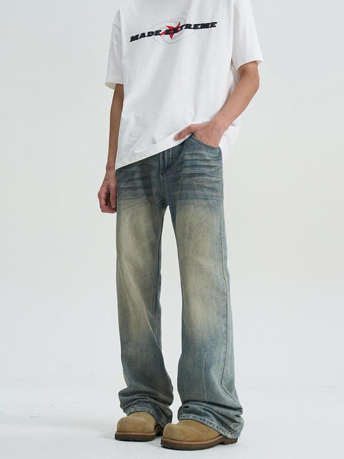 Japanese Brand Blue Washed Wide Leg Denim Jeans Size US 30 / EU 46 - 3 Thumbnail