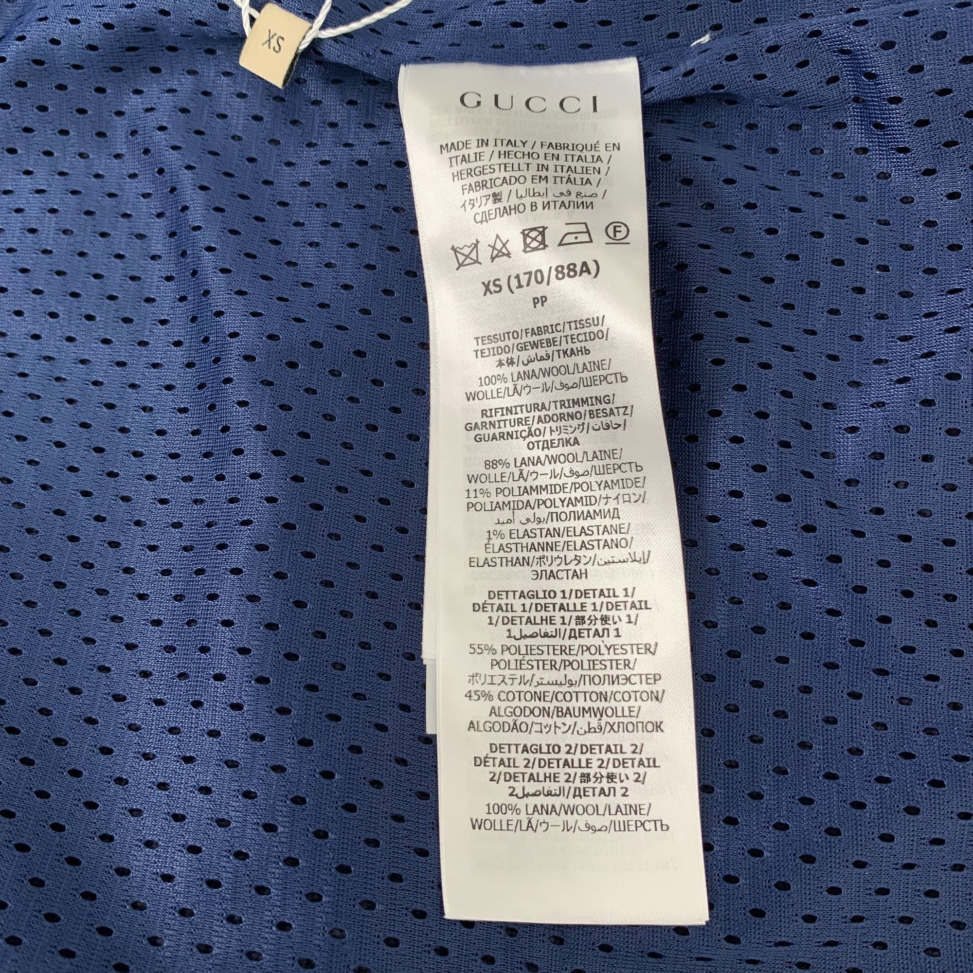 Gucci Navy Hooded Zip-Up Sweatshirt With Red & Green Stripes