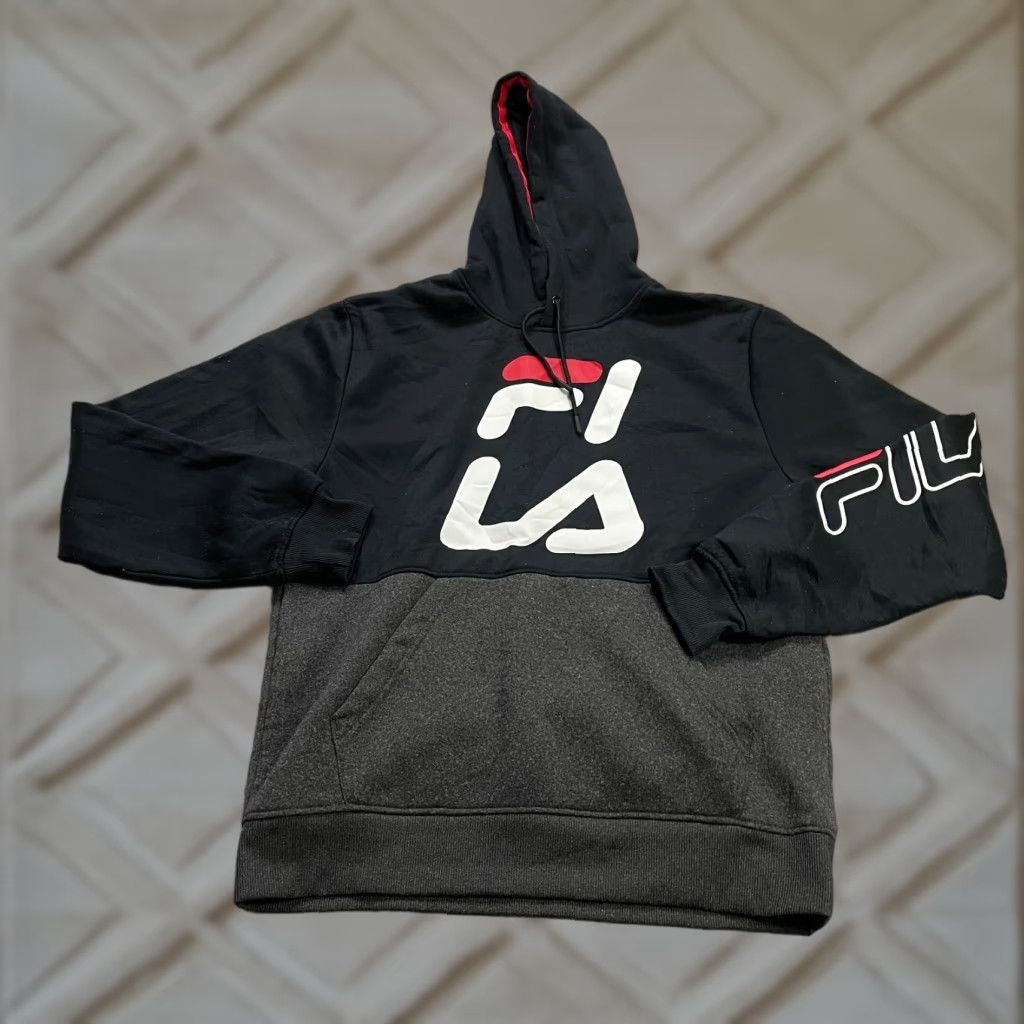 Fila FILA Hoodie Pullover Sweatshirt Mens Medium Black Gray Graphic Fleece Casual Size US M / EU 48-50 / 2 - 1 Thumbnail
