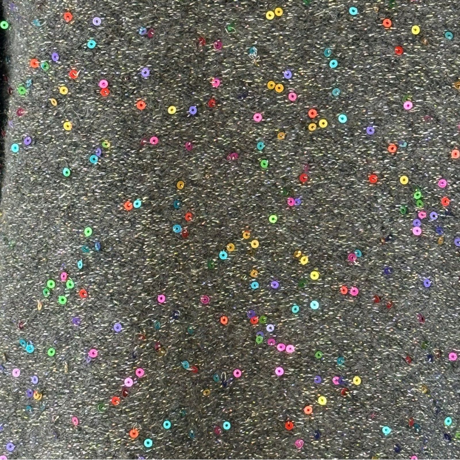 Loft LOFT Dark Gray Rainbow Sequins Knit Crew Neck Sweater size M Size M / US 6-8 / IT 42-44 - 8 Thumbnail
