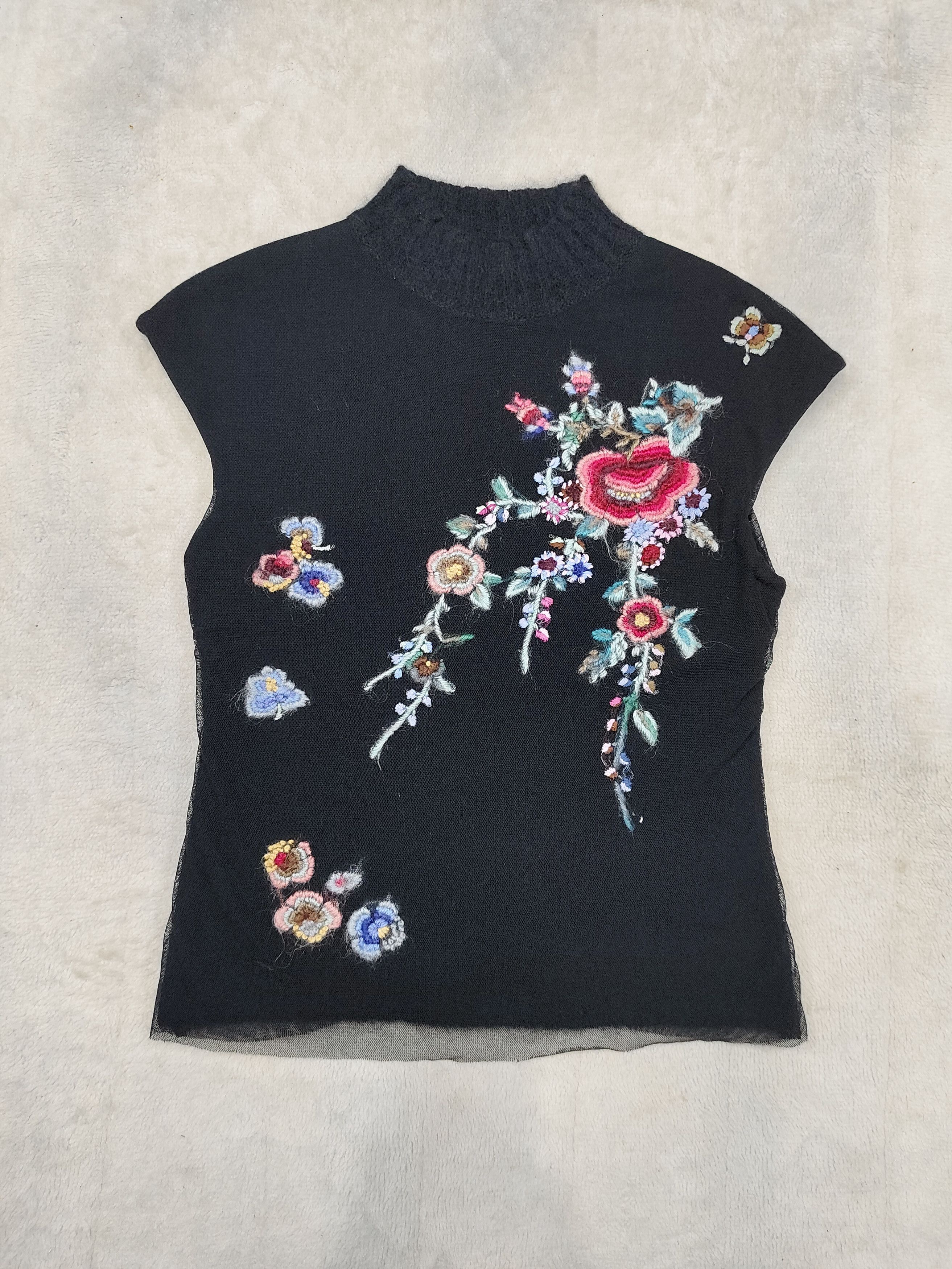 Vivienne Tam 2000s Vivienne Tam💥 Knitted Mesh Layer Embroidered Top Size S / US 4 / IT 40 - 4 Thumbnail