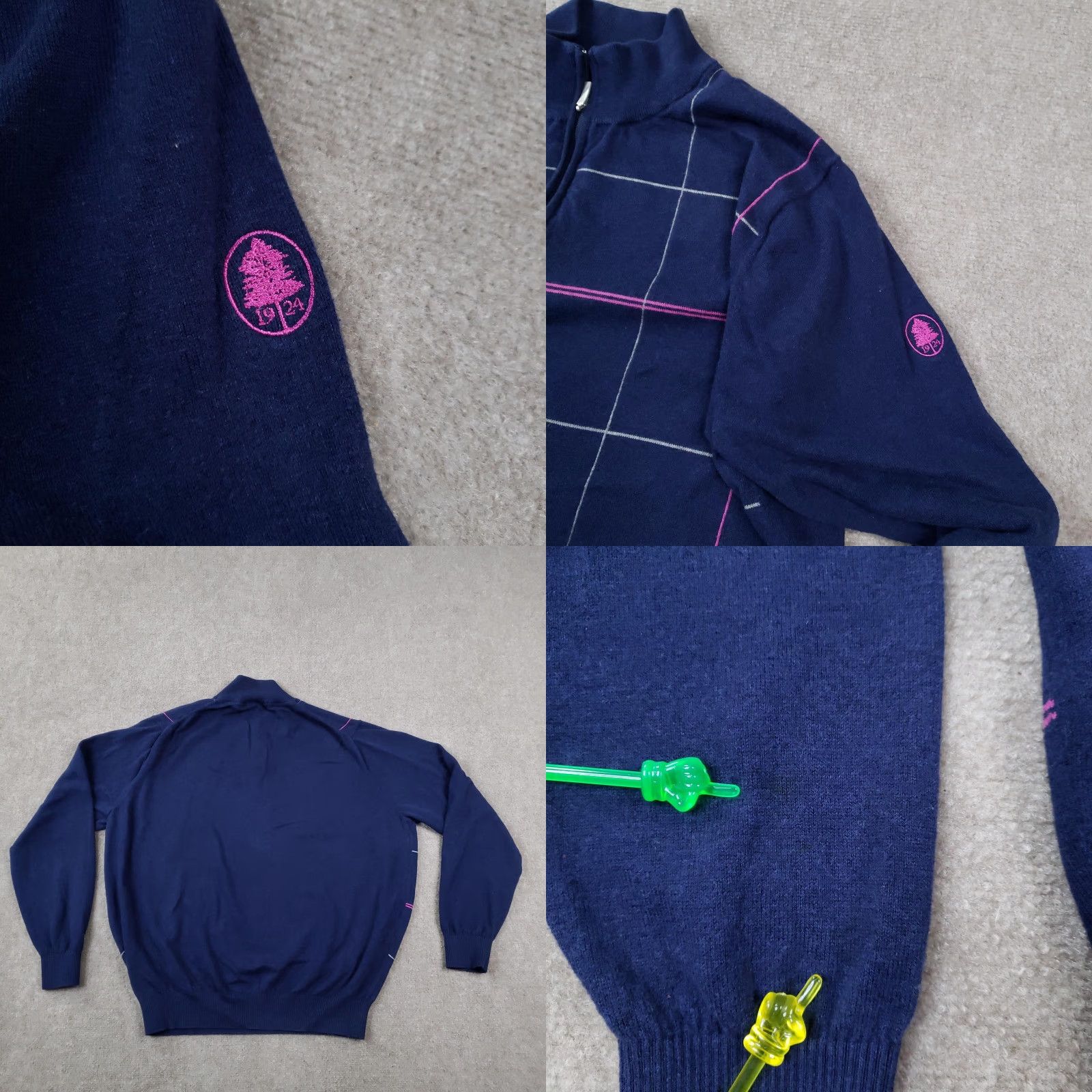 Vintage Carnoustie Mens XL Blue Cotton Cashmere Quarter Zip Pullover Size US XL / EU 56 / 4 - 8 Thumbnail