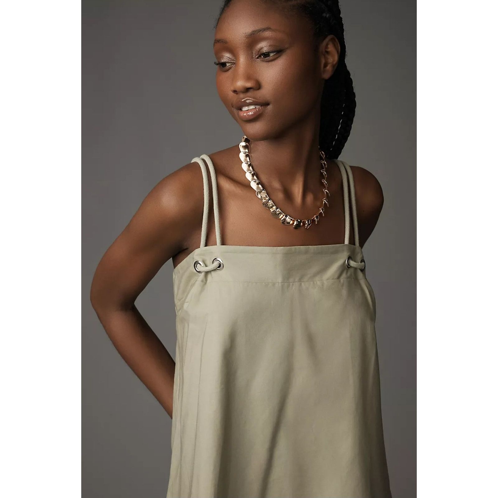 Anthropologie NWT Rope-Strap Swing Tank Dress $148 SMALL Green Mini Size S / US 4 / IT 40 - 3 Thumbnail
