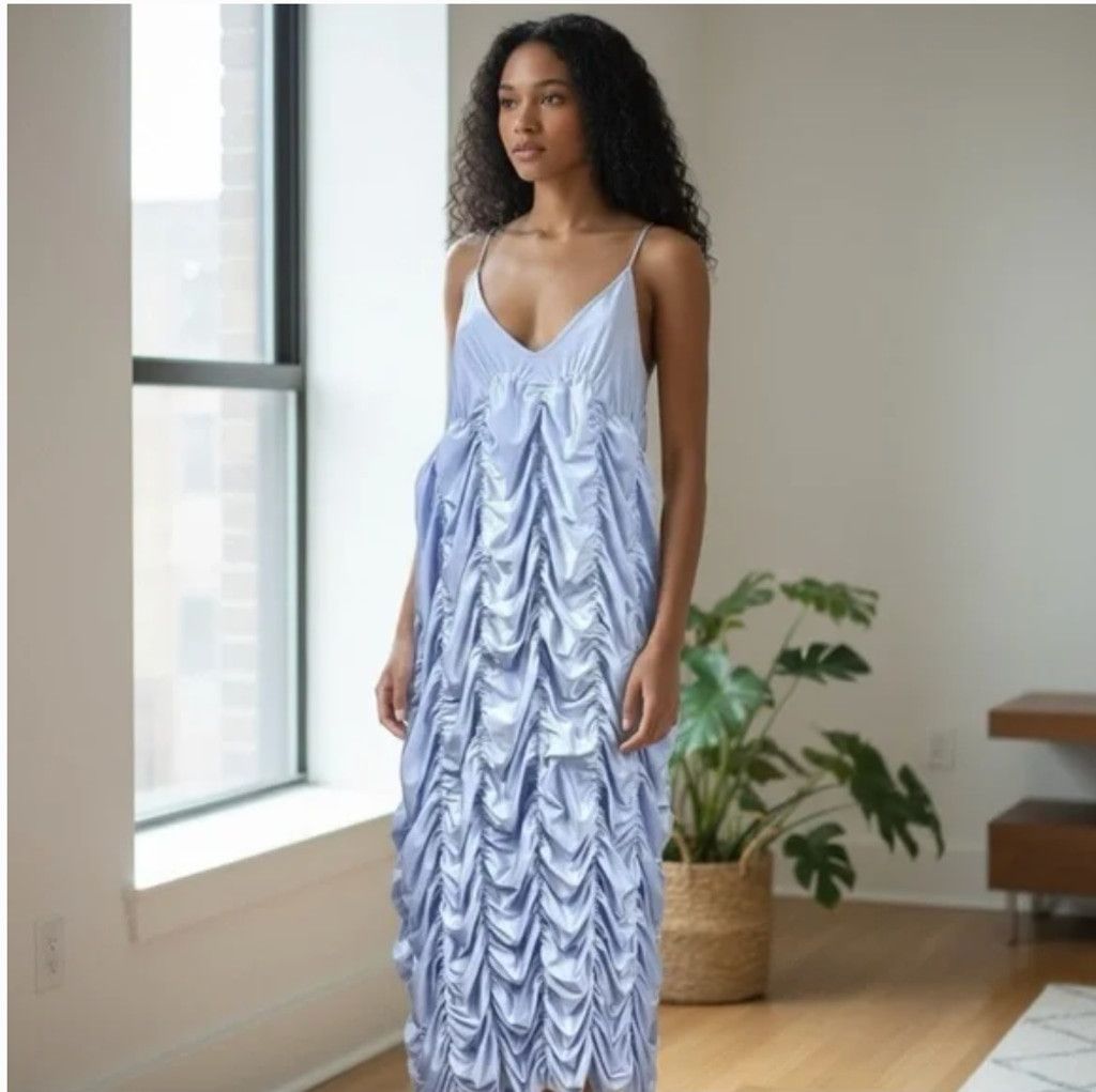 Other Ester Manas Periwinkle One Size Ruched Stretch Midi Dress Size ONE SIZE - 1 Thumbnail