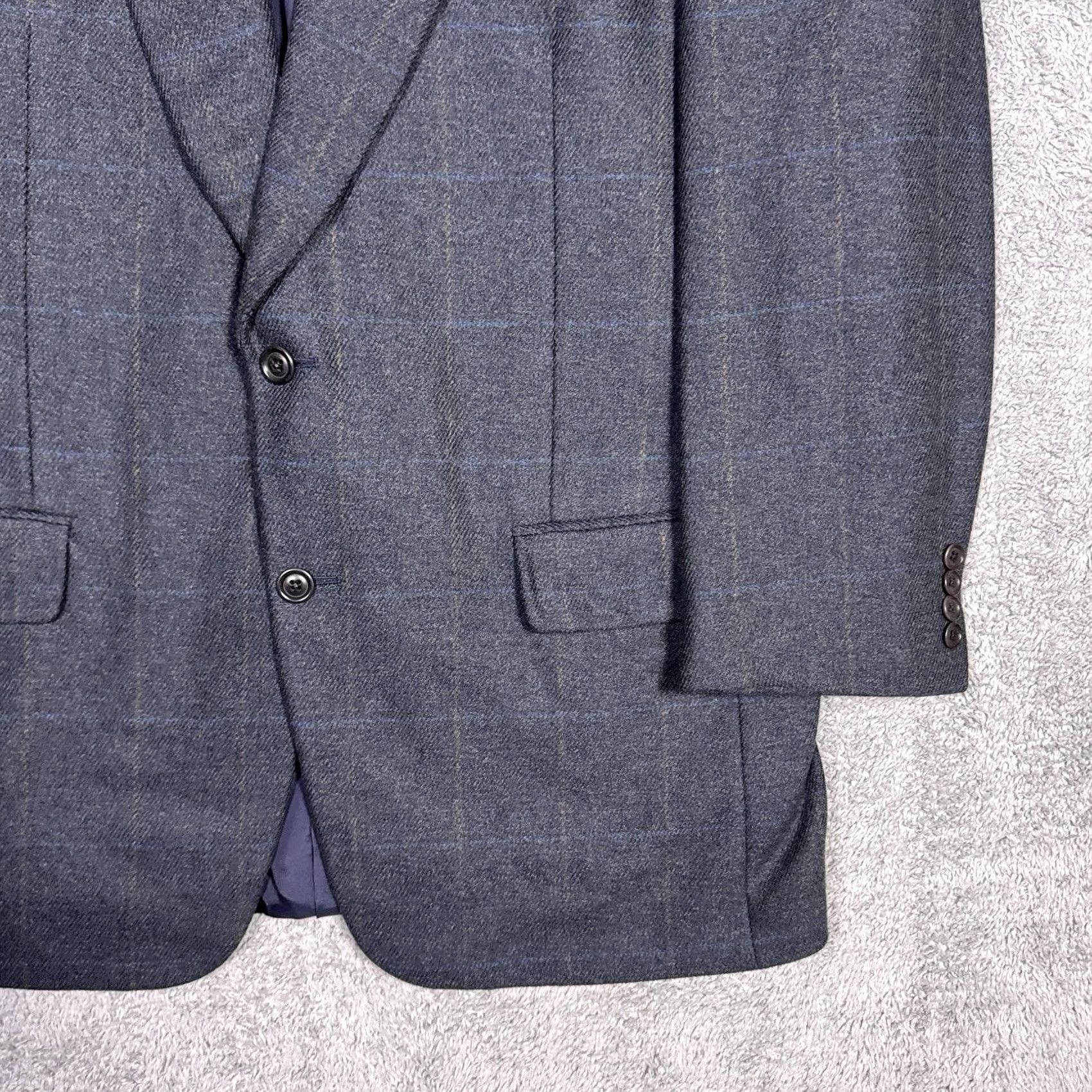 Vintage Samuelsohn Cashmere Wool Windowpane Como Blazer Suit Jacket - Mens 46L Size 46R - 2 Thumbnail