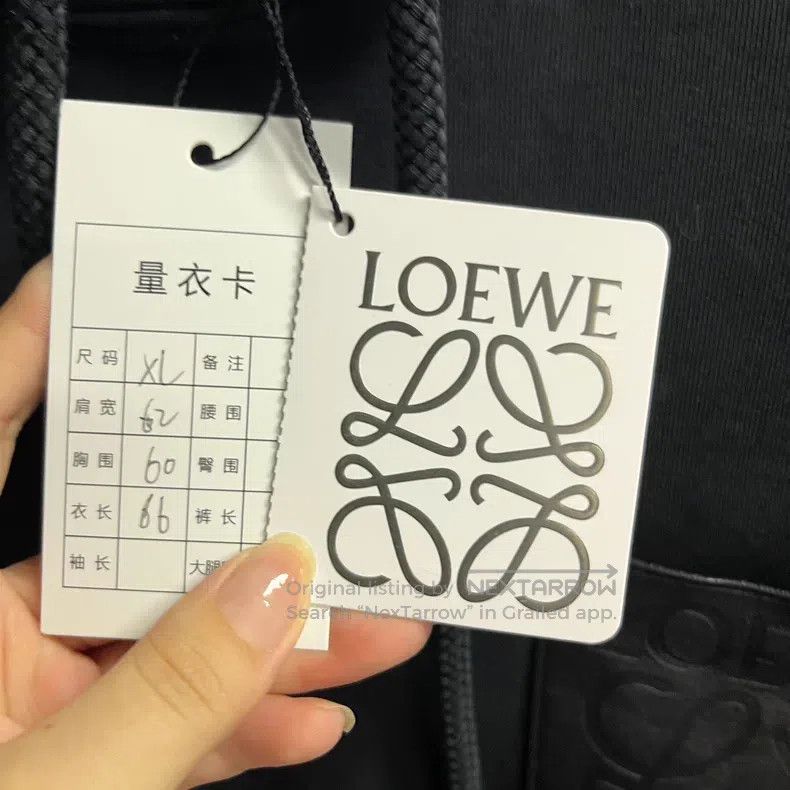 Loewe Loewe Black Leather Patch Hooded Sweatshirt Size US XL / EU 56 / 4 - 2 Thumbnail