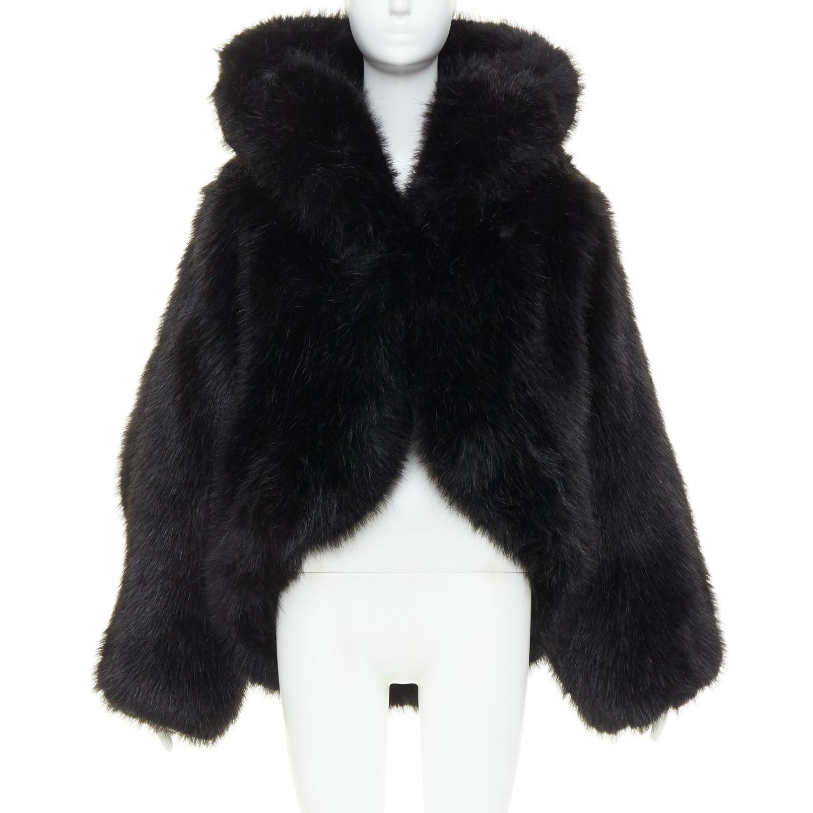 Alexandre Vauthier rare ALEXANDRE VAUTHIER COUTURE SS2023 Runway black faux fur oversized cocoon coat Size L / US 10 / IT 46 - 1 Thumbnail