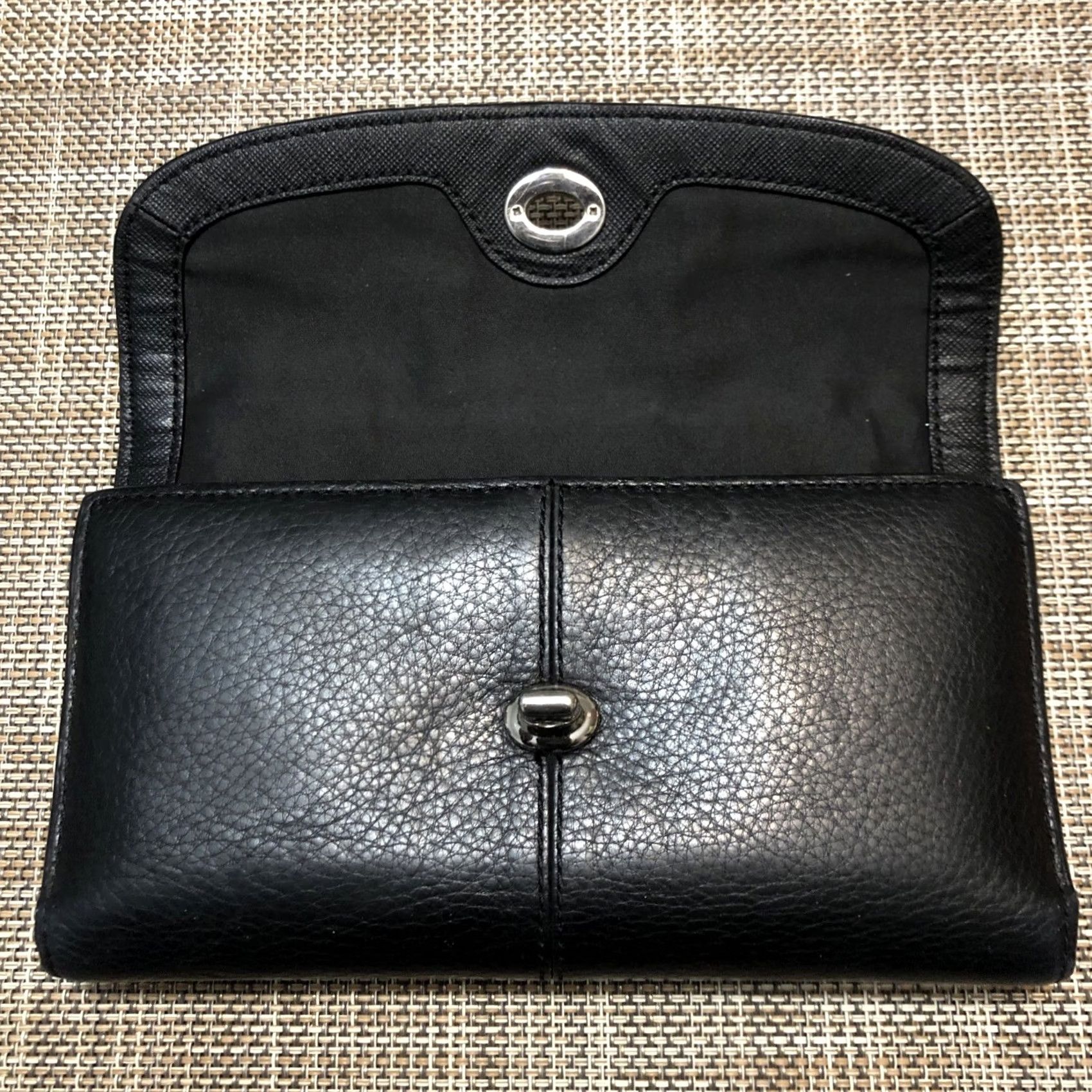 Coach VINTAGE Coach Leather Tri Fold Wallet Envelope Wallet Women Black Zipper Turn Lock Card Coin Pocket Size ONE SIZE - 5 Thumbnail