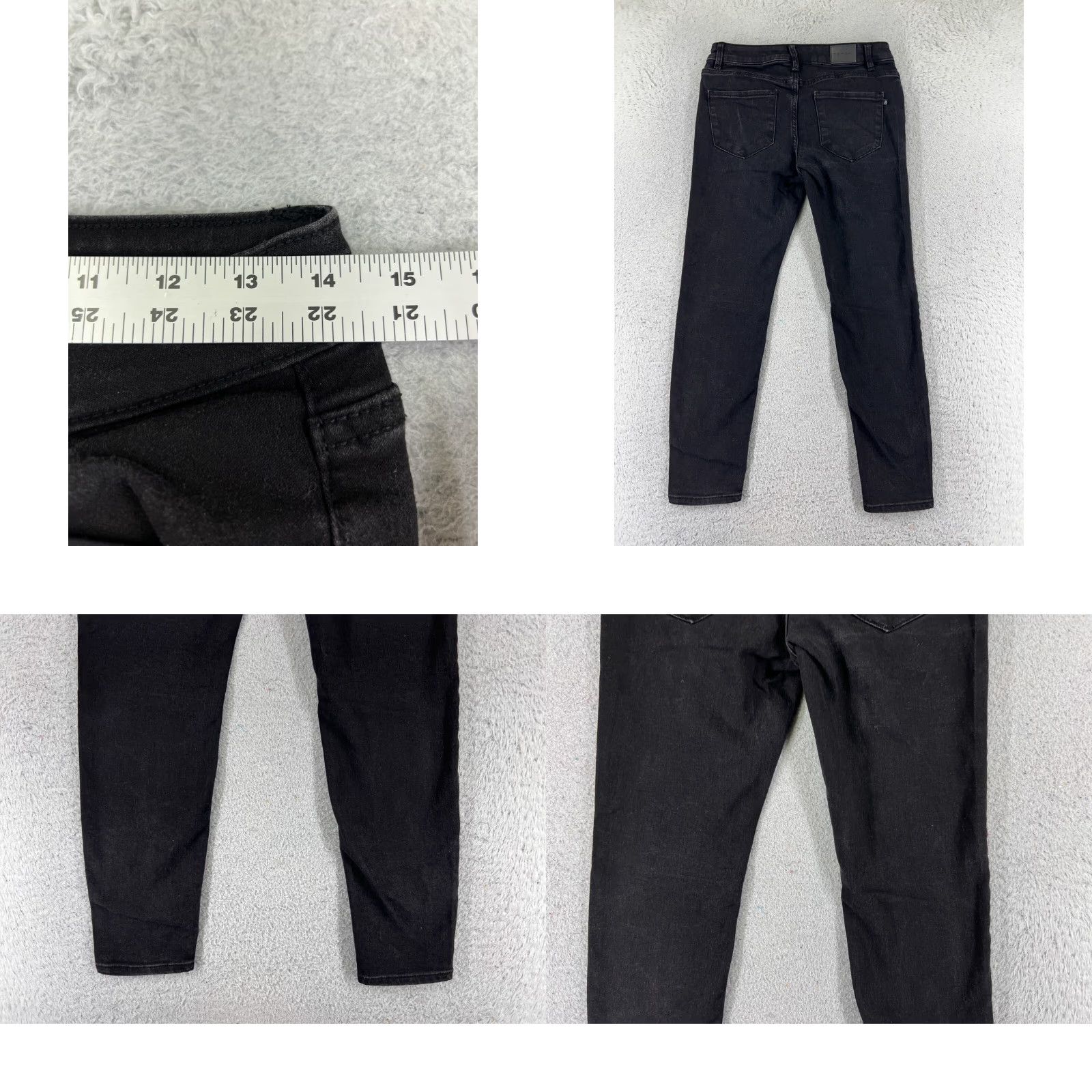 Vintage Tahari Jeans Womens 6 Black Denim Tapered Cotton Blend Mid Rise 26x25 Regular Inseam 25 in 5-Pocket Zipper Distressed Crop Stretch Vintage No Size 28" / US 6 / IT 42 - 9 Thumbnail