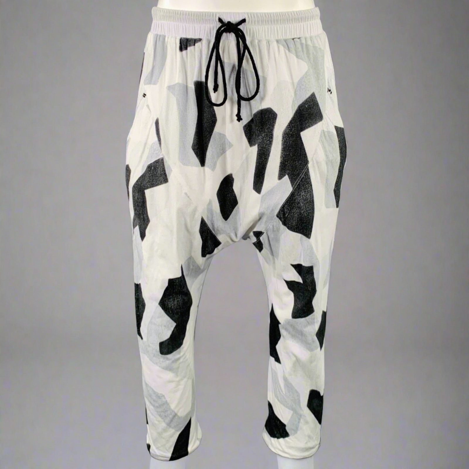 Other Size S White Grey Drop Crotch Drawstring Casual Pants Size 27" / US 4 / IT 40 - 1 Thumbnail