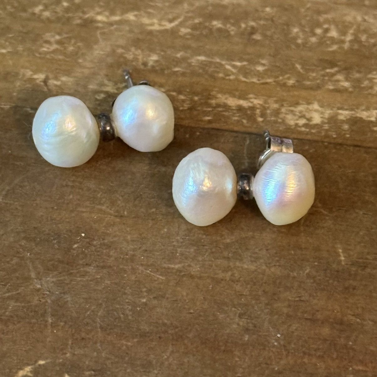 Vintage Vintage double Baroque pearl post earrings Size ONE SIZE - 4 Thumbnail