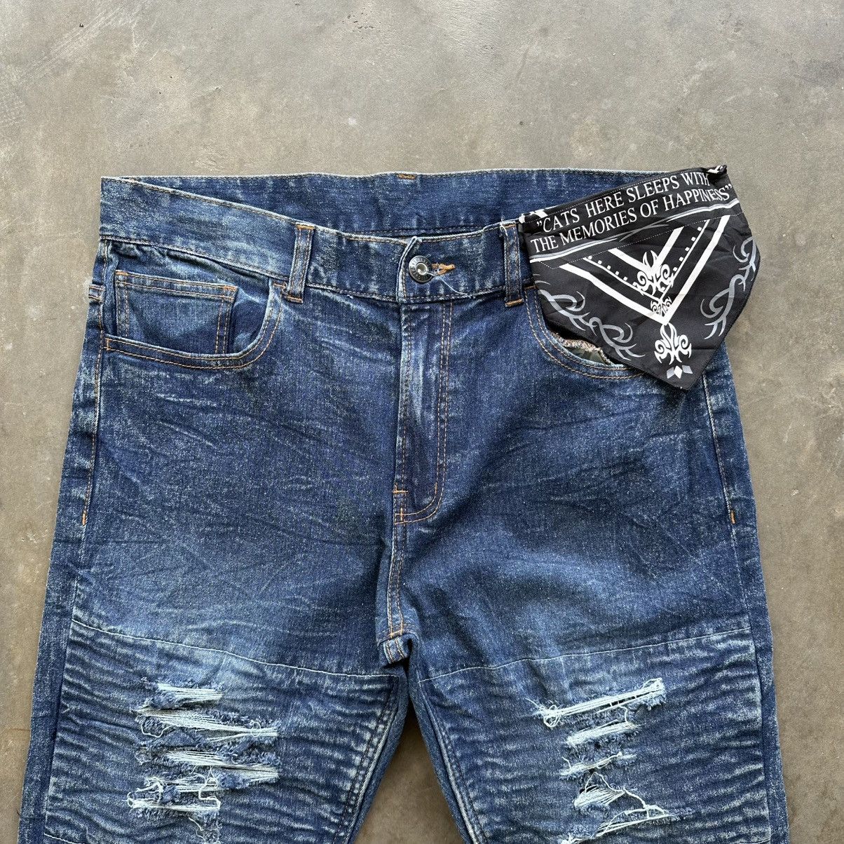 Japanese Brand Vintage Devilscats Distressed Denim Jean Pant W35 Size US 35 - 3 Thumbnail