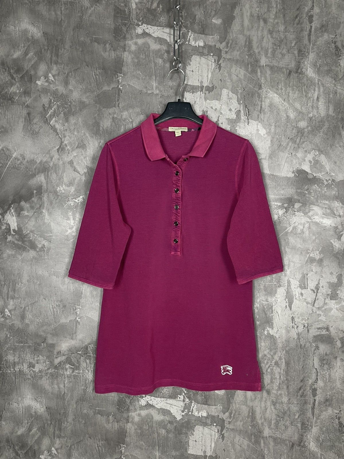 Burberry Burberry Brit Very Rare Y2K Purple Long Sleeve Polo T shirt Size L / US 10 / IT 46 - 1 Thumbnail