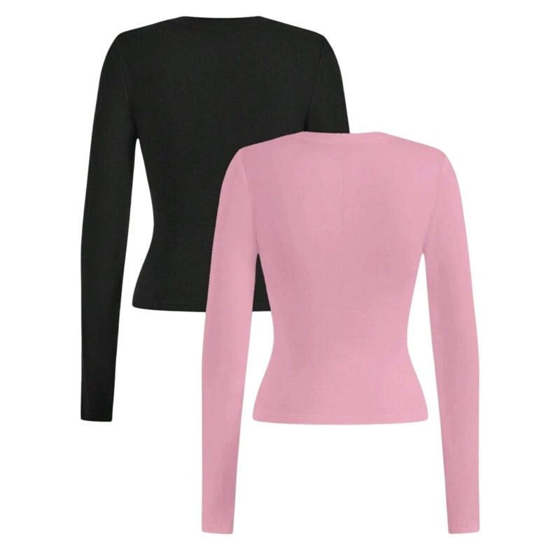 Shein 2pcs Casual Minimalist Long Sleeve T-Shirt, Size 1XL Size XL / US 12-14 / IT 48-50 - 2 Thumbnail