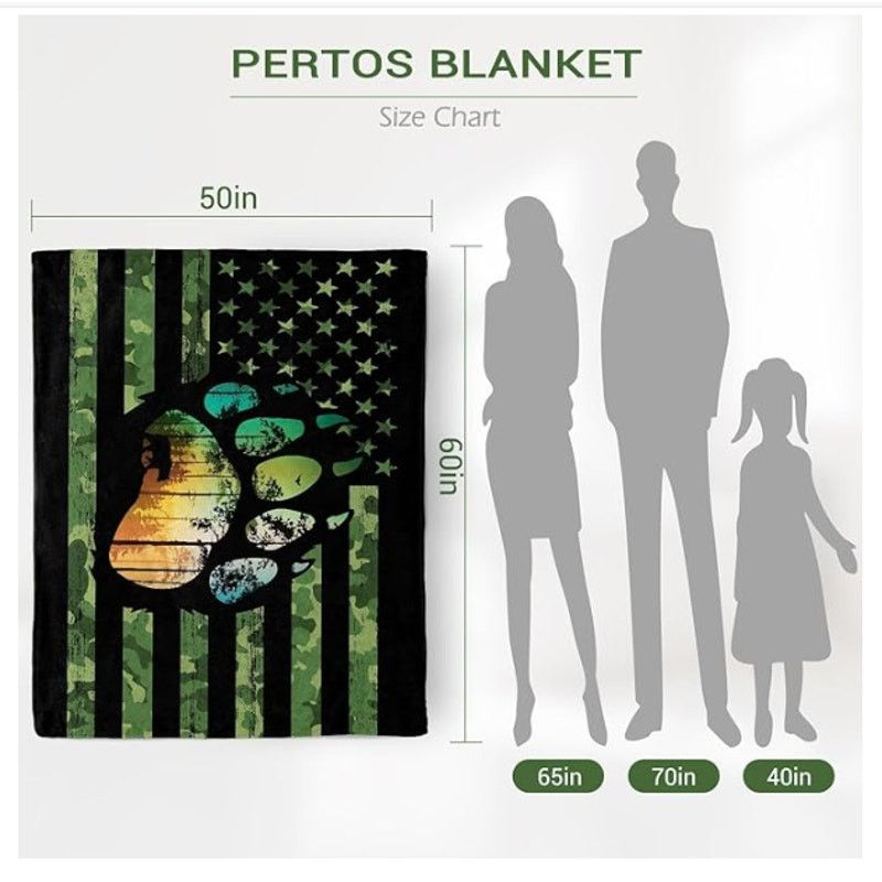 The Unbranded Brand Bear Paw Flag Blanket Fleece Throw 60x50 Inch Size ONE SIZE - 3 Thumbnail