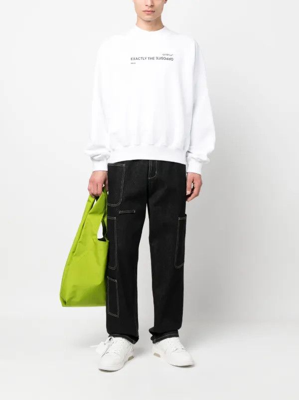 Off-White o1gr1nt0425 Spiral Opp Boxy Crewneck Sweatshirt in White Size US XL / EU 56 / 4 - 2 Thumbnail