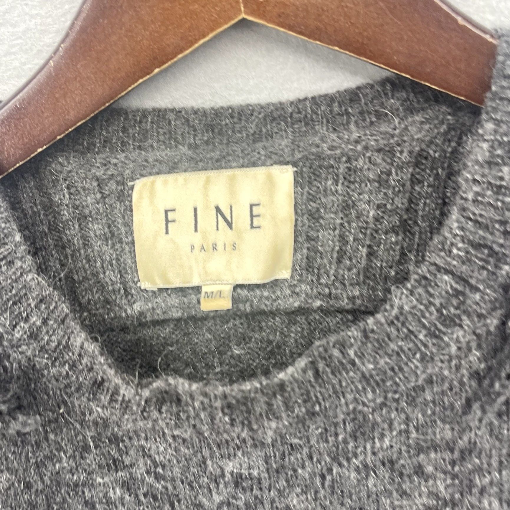 Vintage Fine Collection Sweater Womens L Angora Knit Fringe Boho Paris Gray Crew Neck Long Sleeve Pullover Bohemian 90s? Size L / US 10 / IT 46 - 3 Thumbnail