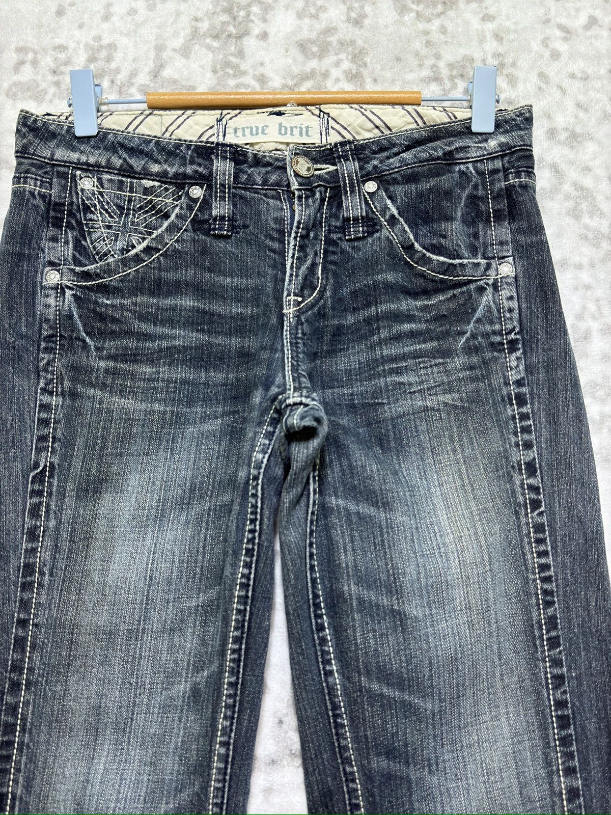 If Six Was Nine Vintage True Brit Embroidered Honeycomb Whisker Wash Strike Size US 29 - 5 Thumbnail