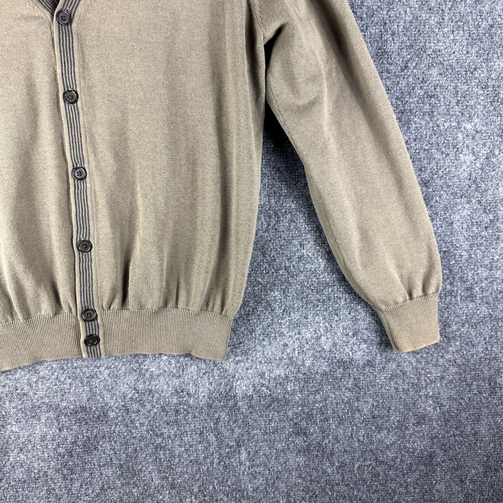 Vintage John Bartlett Sweater Cardigan Mens L Green Cotton Button Up Long Sleeve Regular Knit V-Neck Classic Modern Vintage: No Size US L / EU 52-54 / 3 - 3 Thumbnail